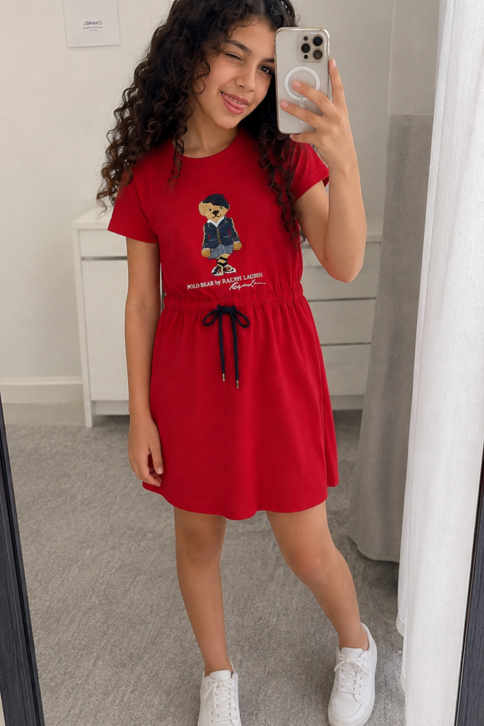 Kids Sweet Style Bear Cotton Dress