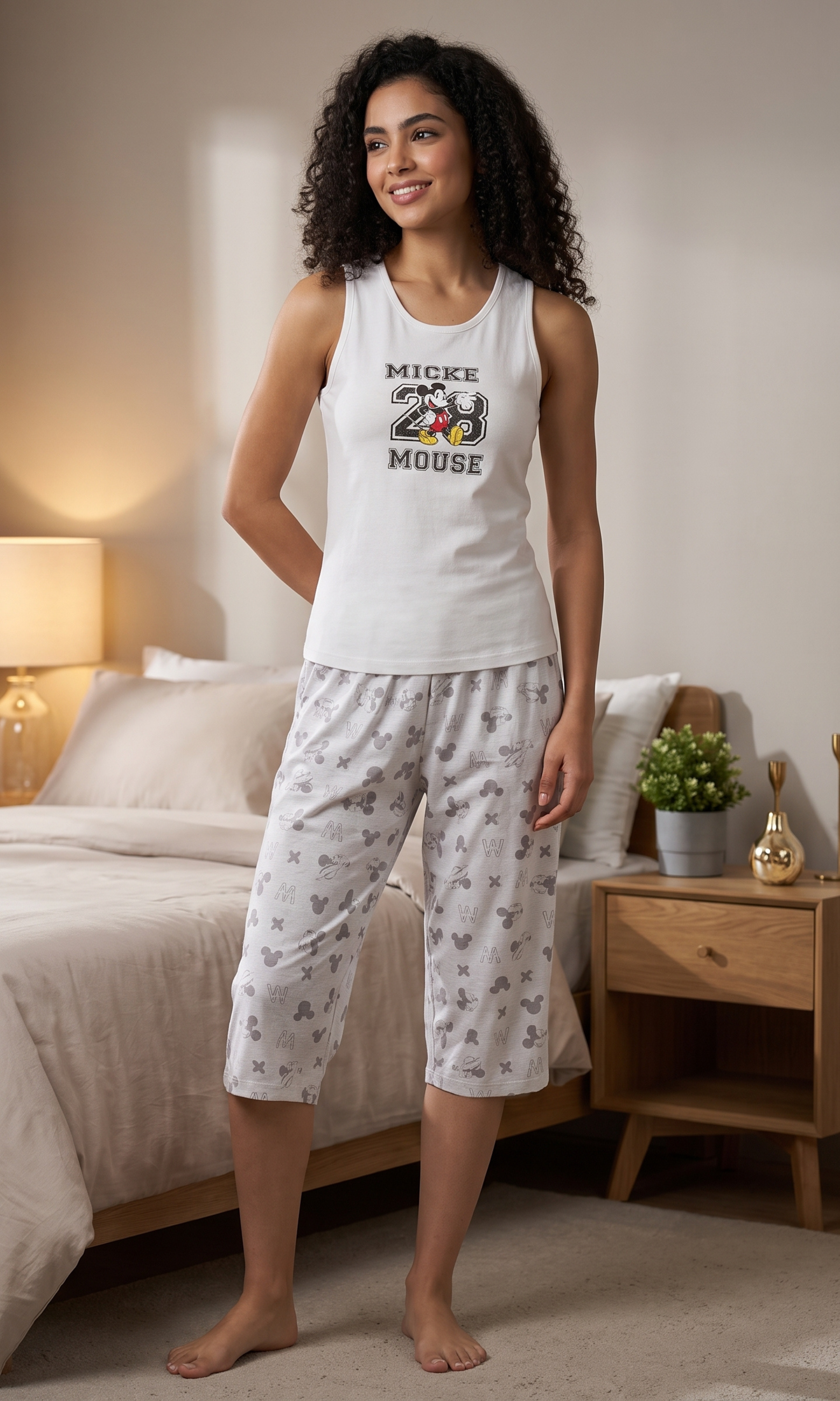 Women Cut Pajama Set (Grey)
