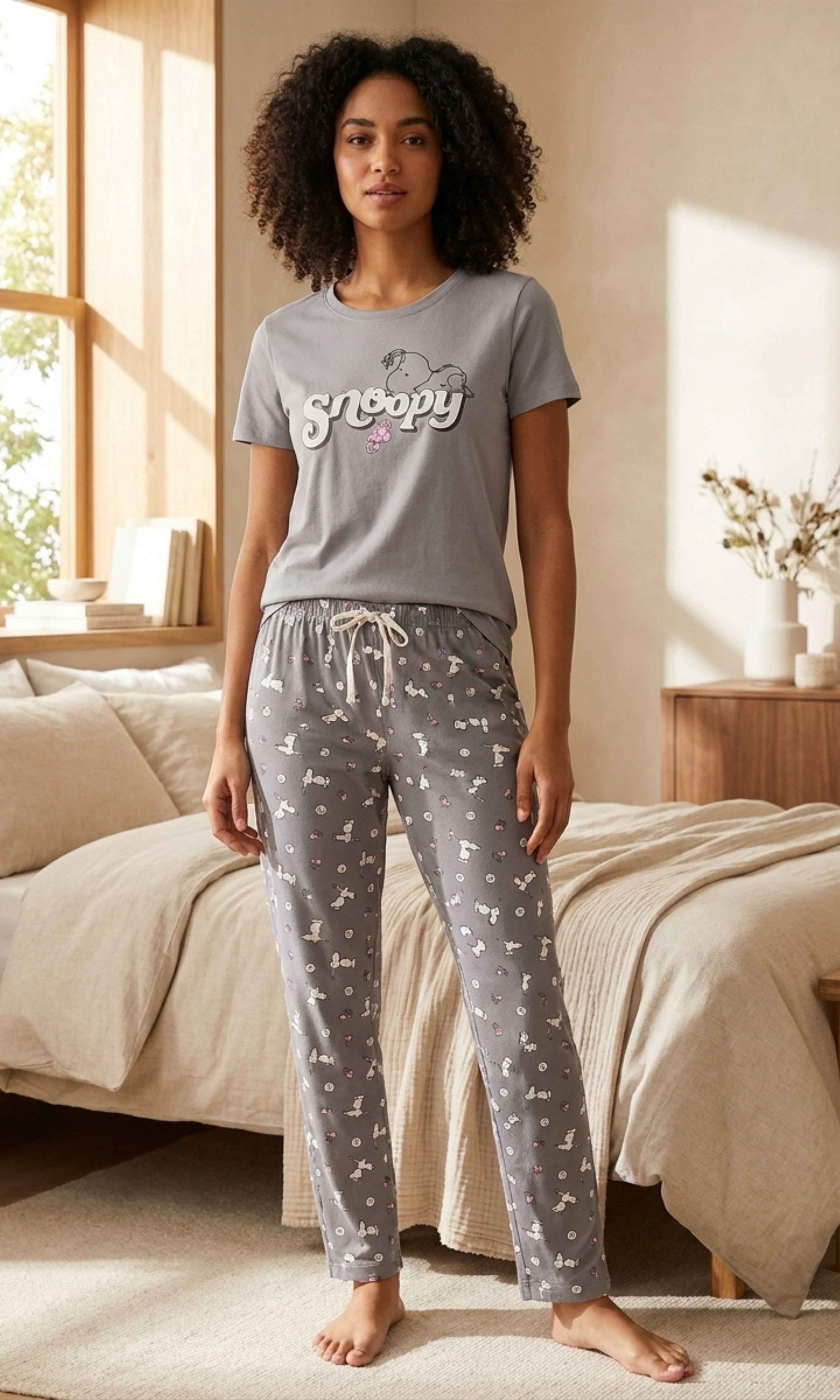 Women Snoopy Pajama Pants (Grey)