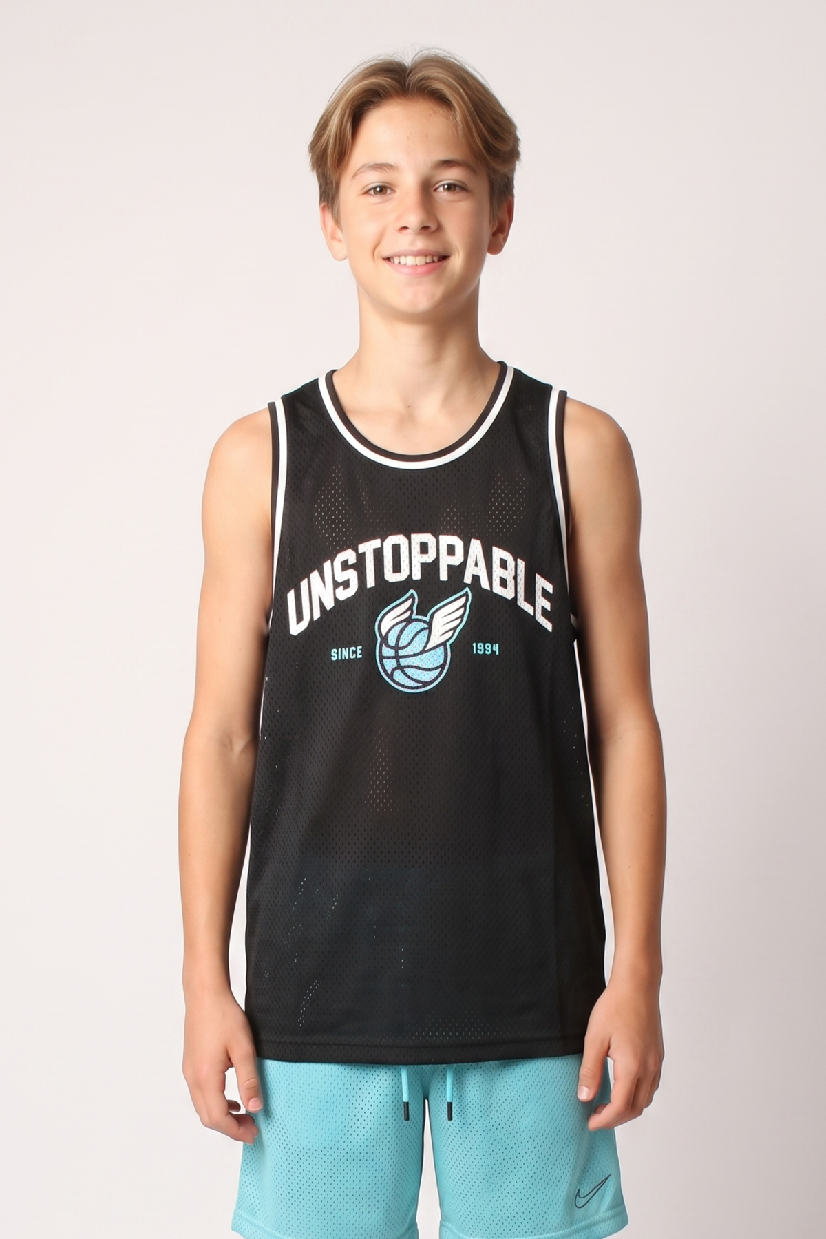 Kids Graphic Mesh Performance Tank Top (Black)