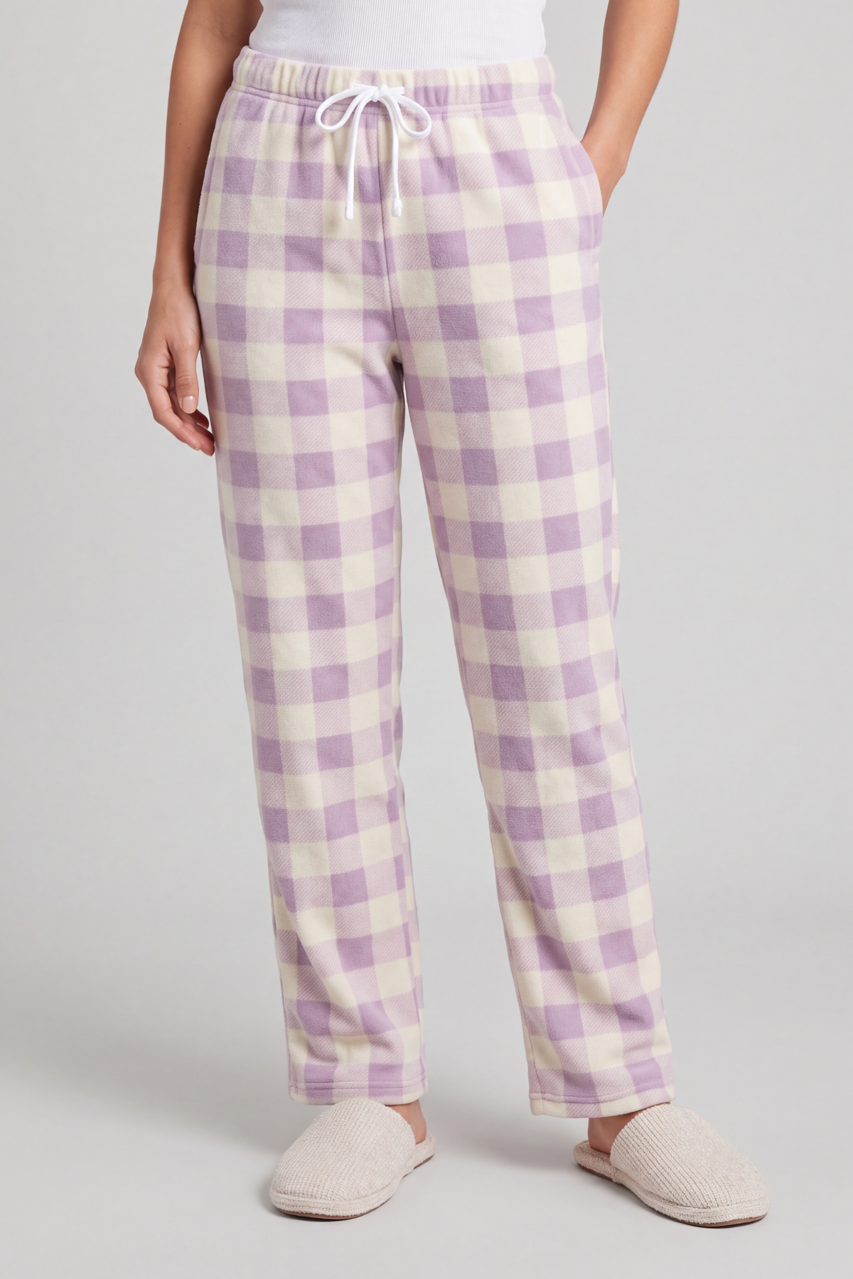 Women Plaid Flannel Lounge Pants – Lilac Check