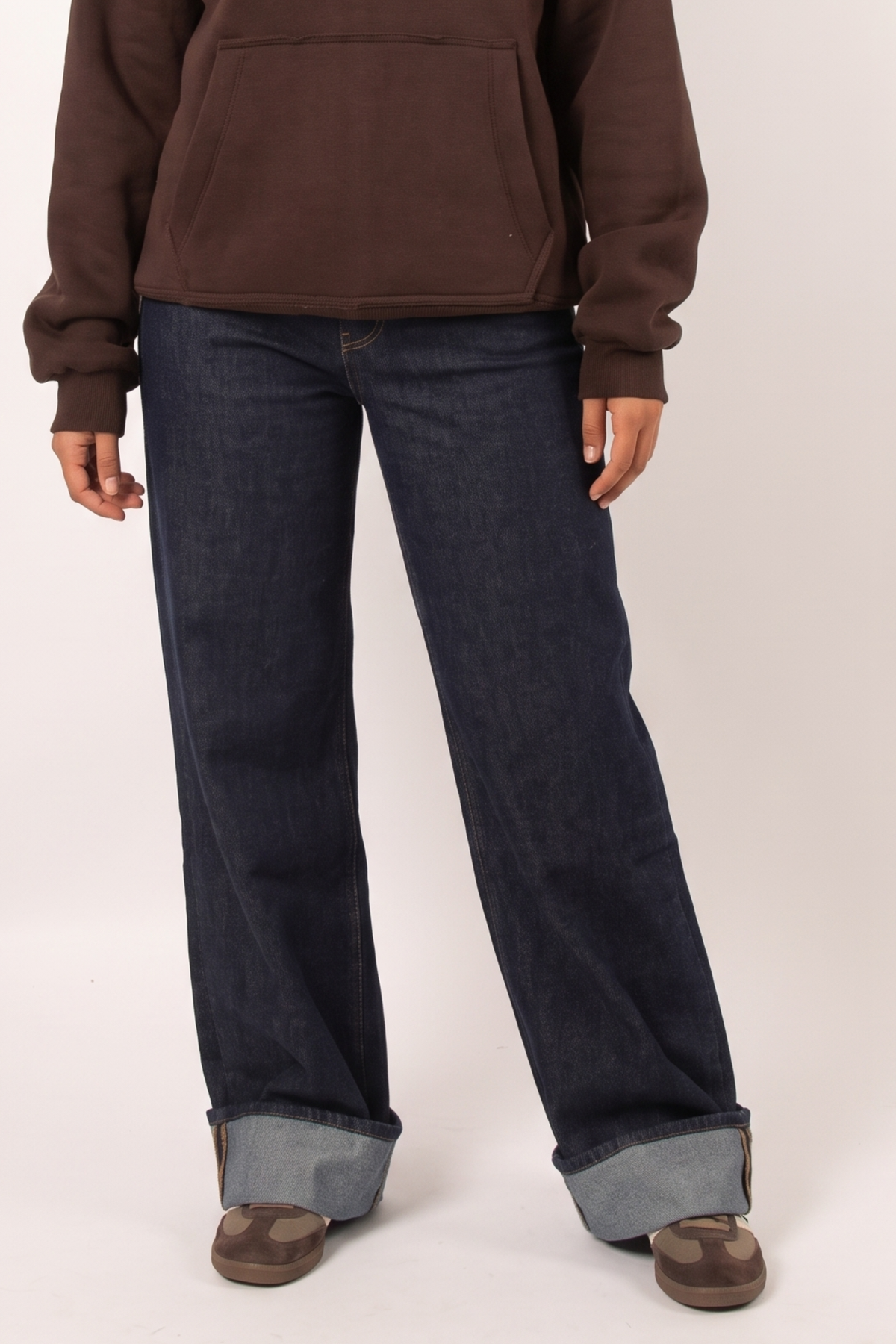 Women Cuffed Wide Leg Jeans