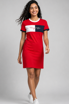 Navy casual sporty t-shirt dress for women, product photo