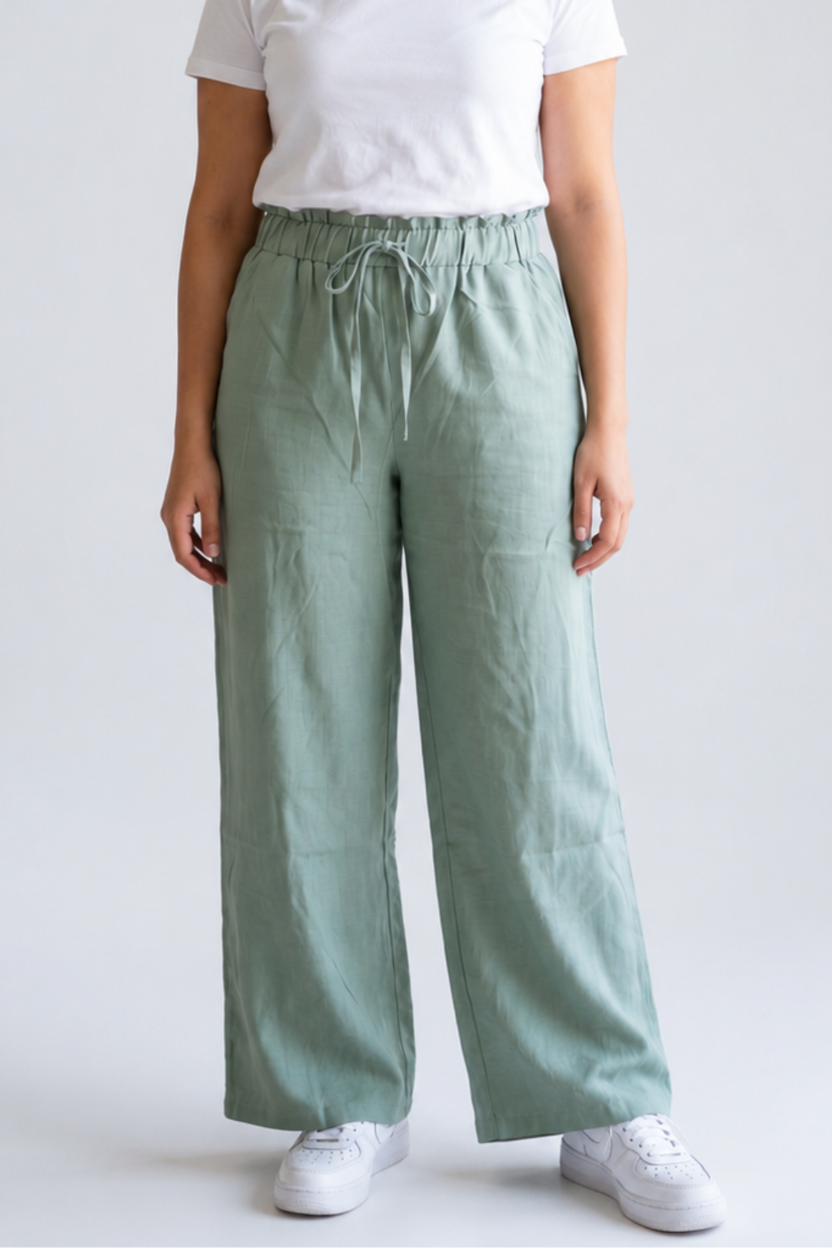 Women Linen Blend Wide Leg Pants (0605)