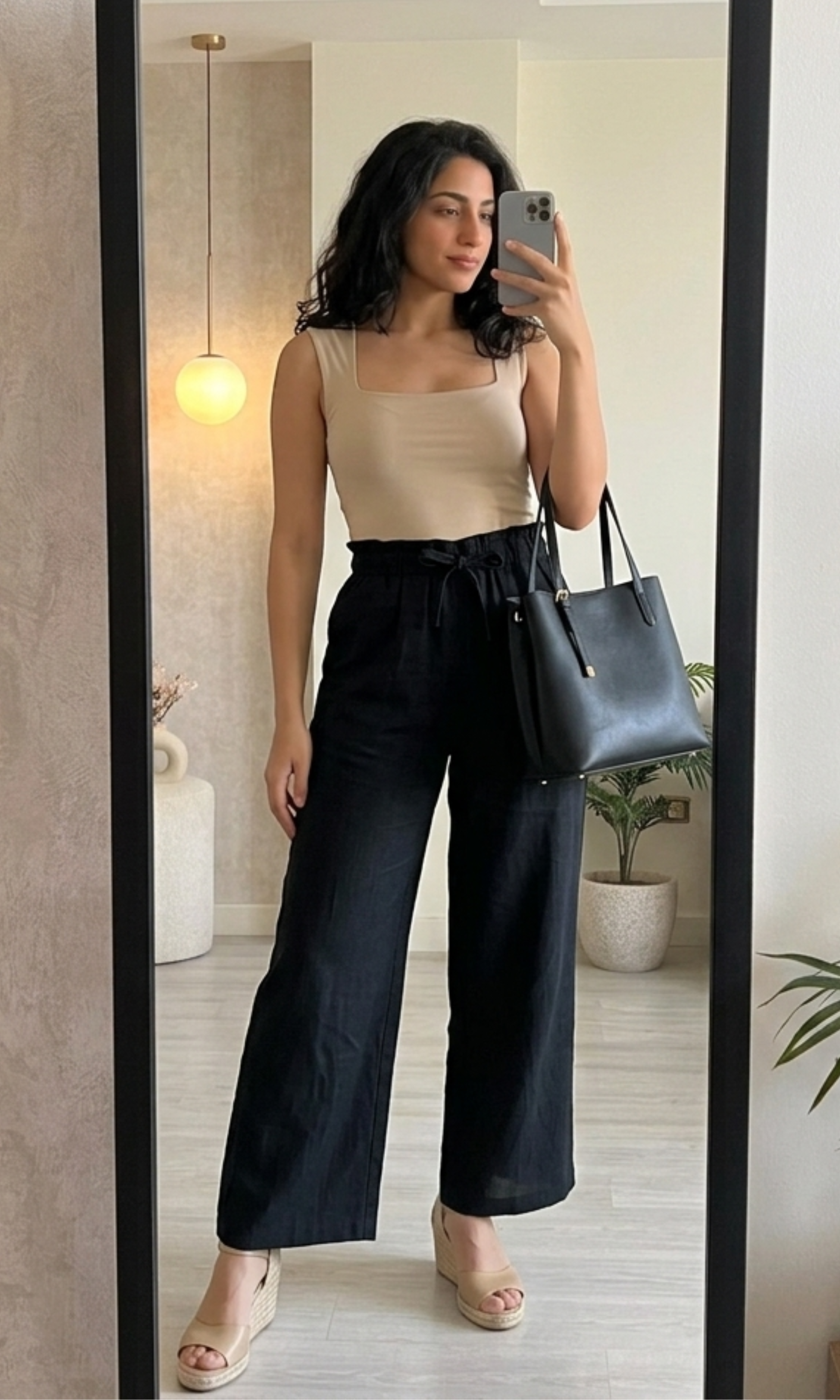 Women Relaxed Drawstring Wide Leg Pants (0602)