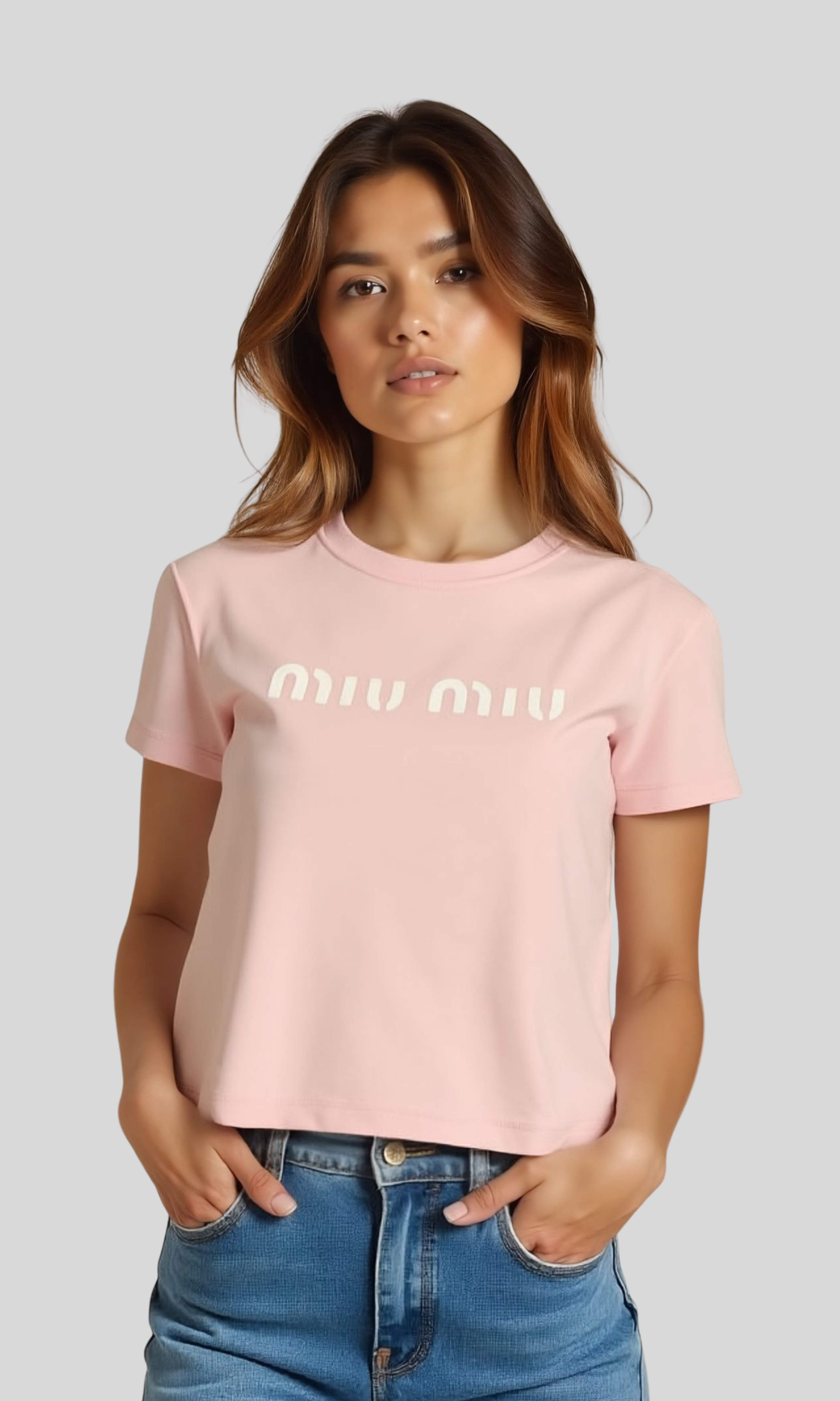 Women Miu Miu Logo Short Sleeve T-Shirt