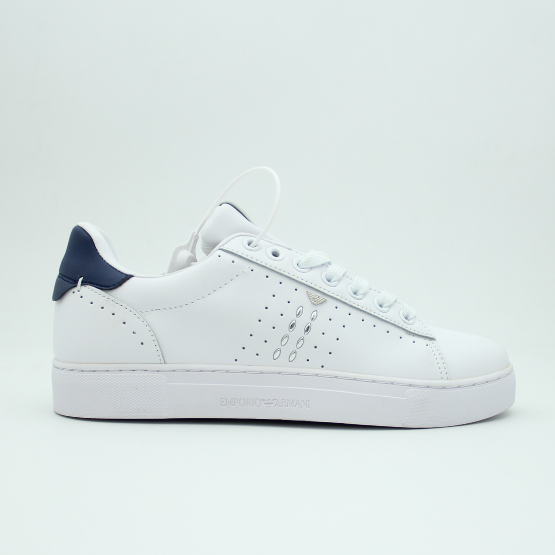 Men Leather Sneakers EM Flat (White*Blue)