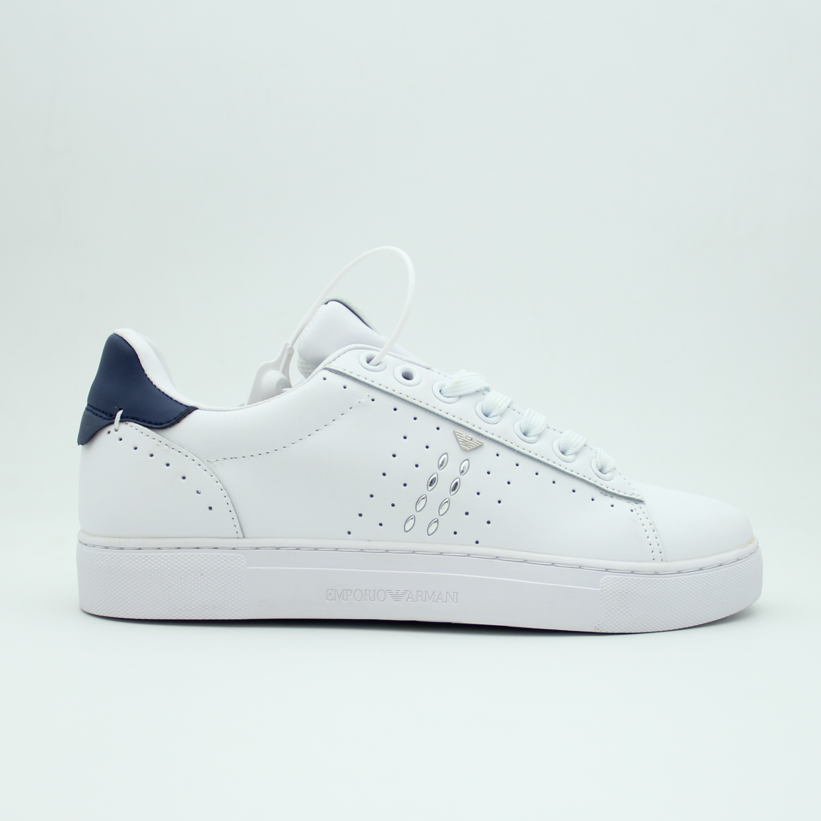 Men Leather Sneakers EMPORIO Flat (White*Blue)