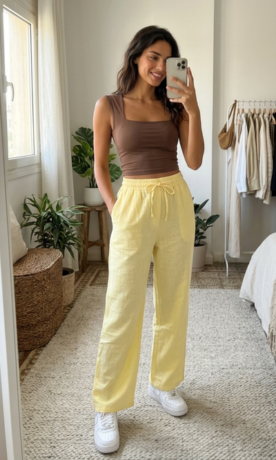 Women Breeze Tie-Waist Linen Trousers