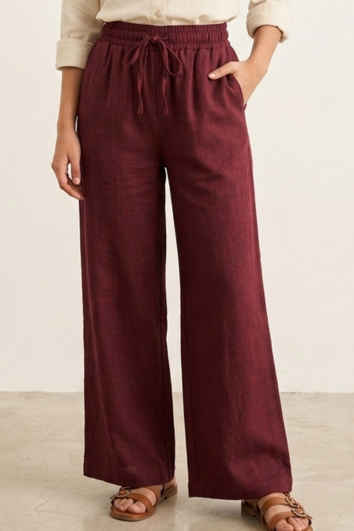 Women Breeze Tie-Waist Linen Trousers