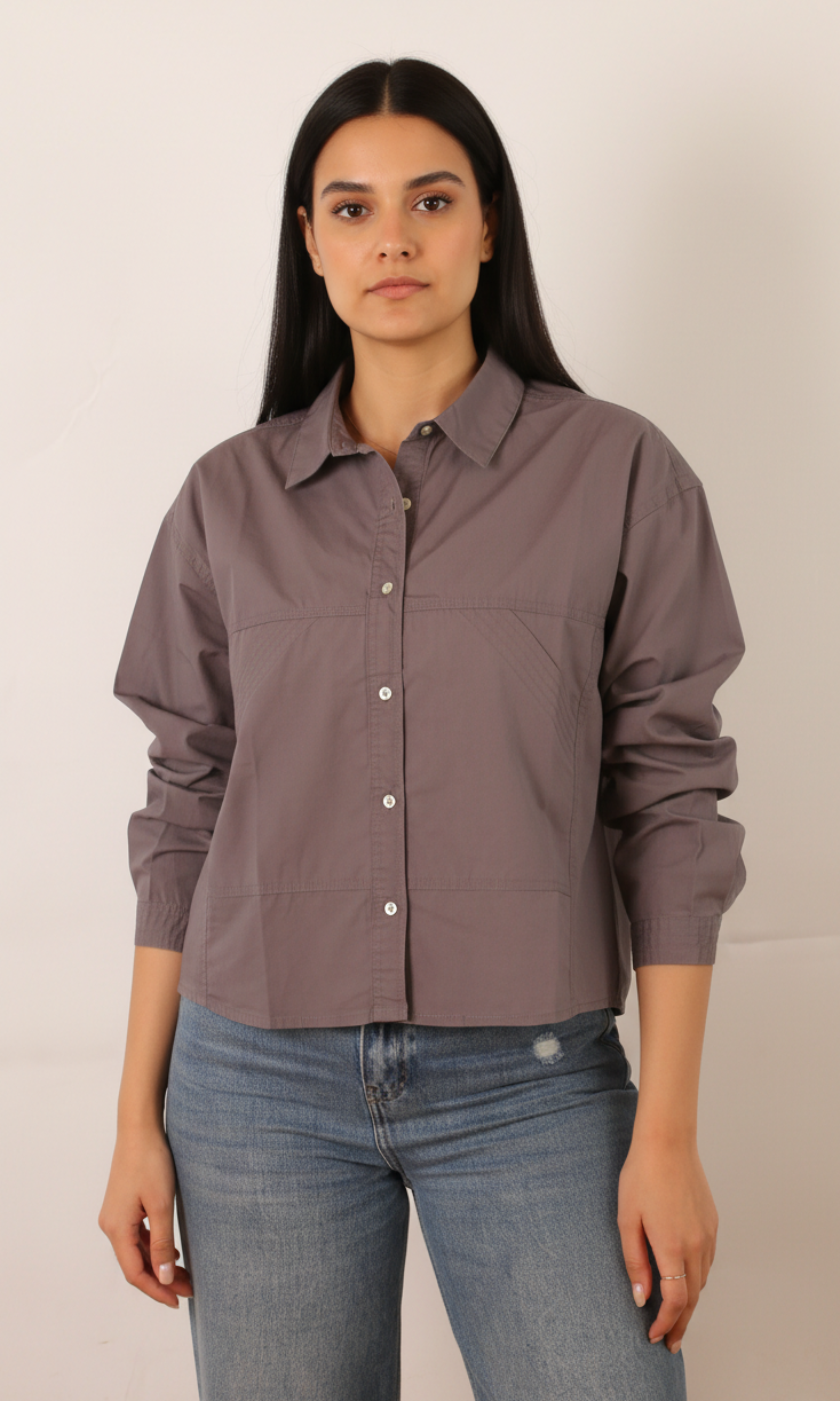 Women Cropped Shirt - Front Pockets