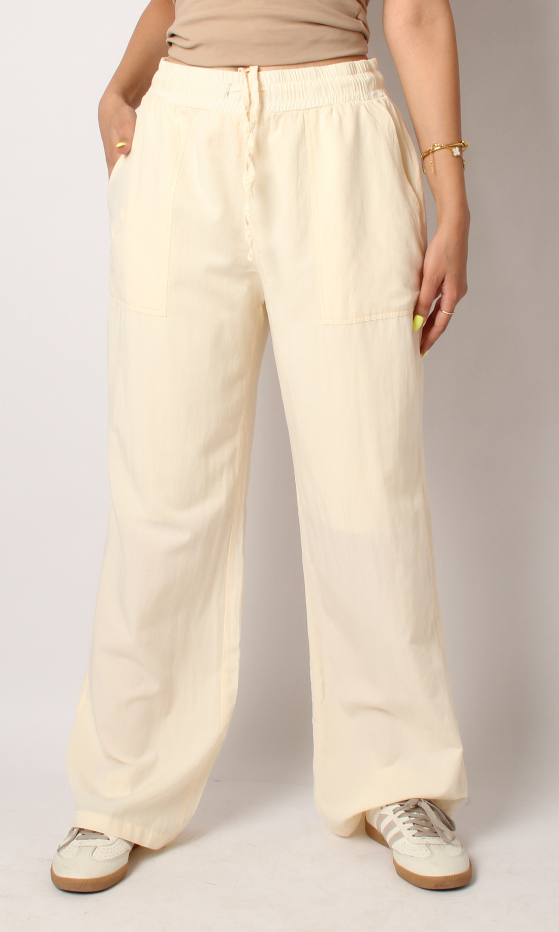 Women Elastic Waist Wide Leg Pants