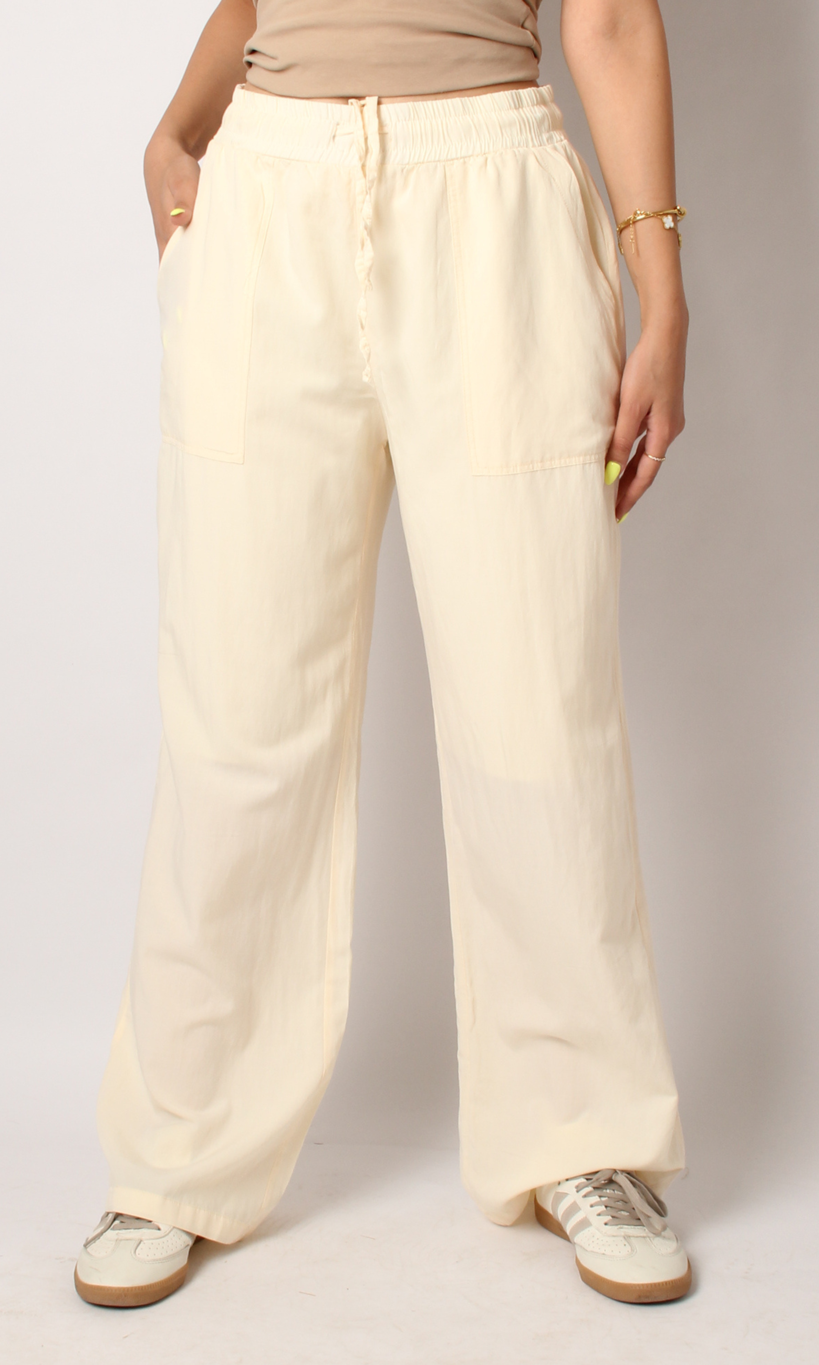 Women Elastic Waist Wide Leg Pants