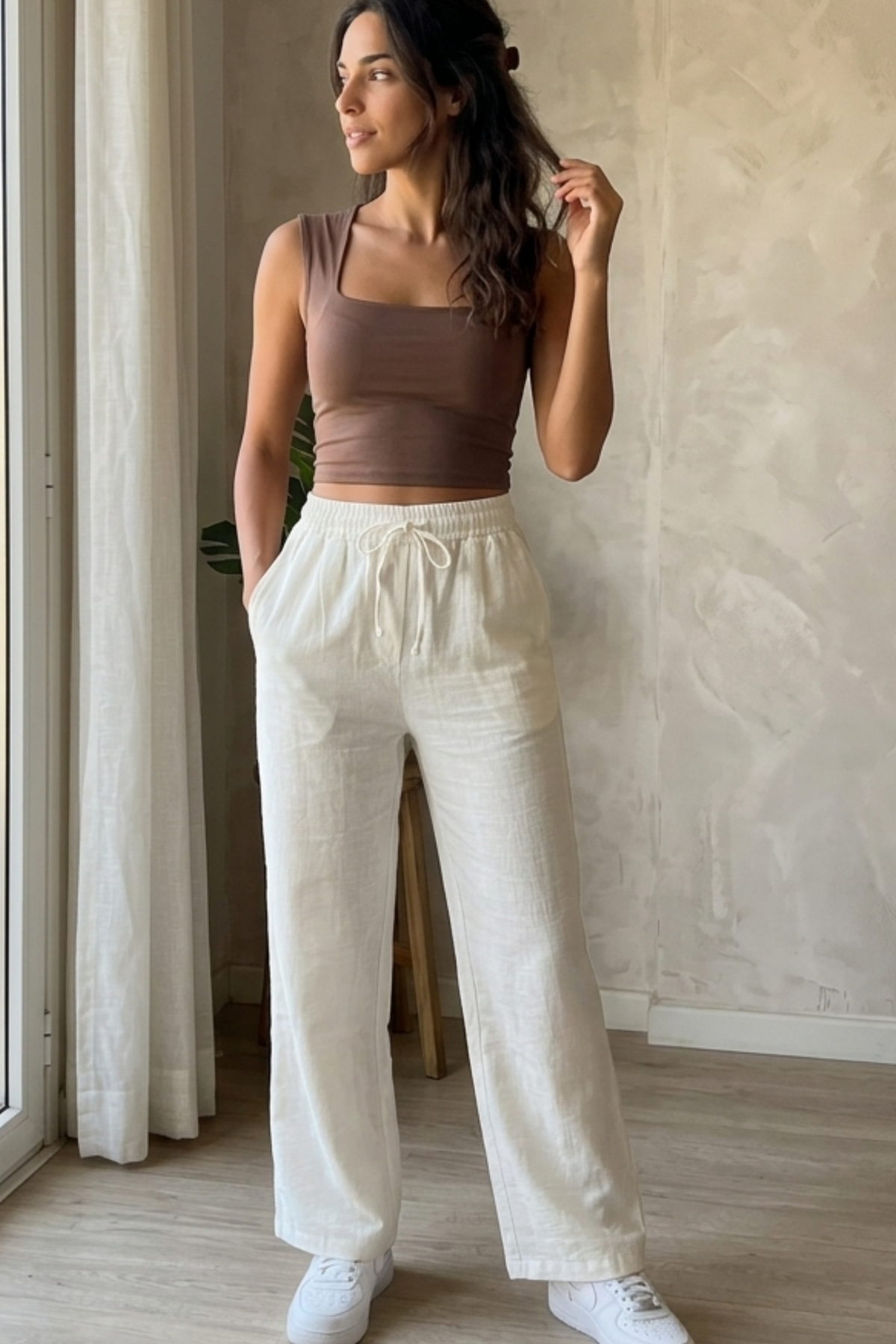 Women Breeze Tie-Waist Linen Trousers