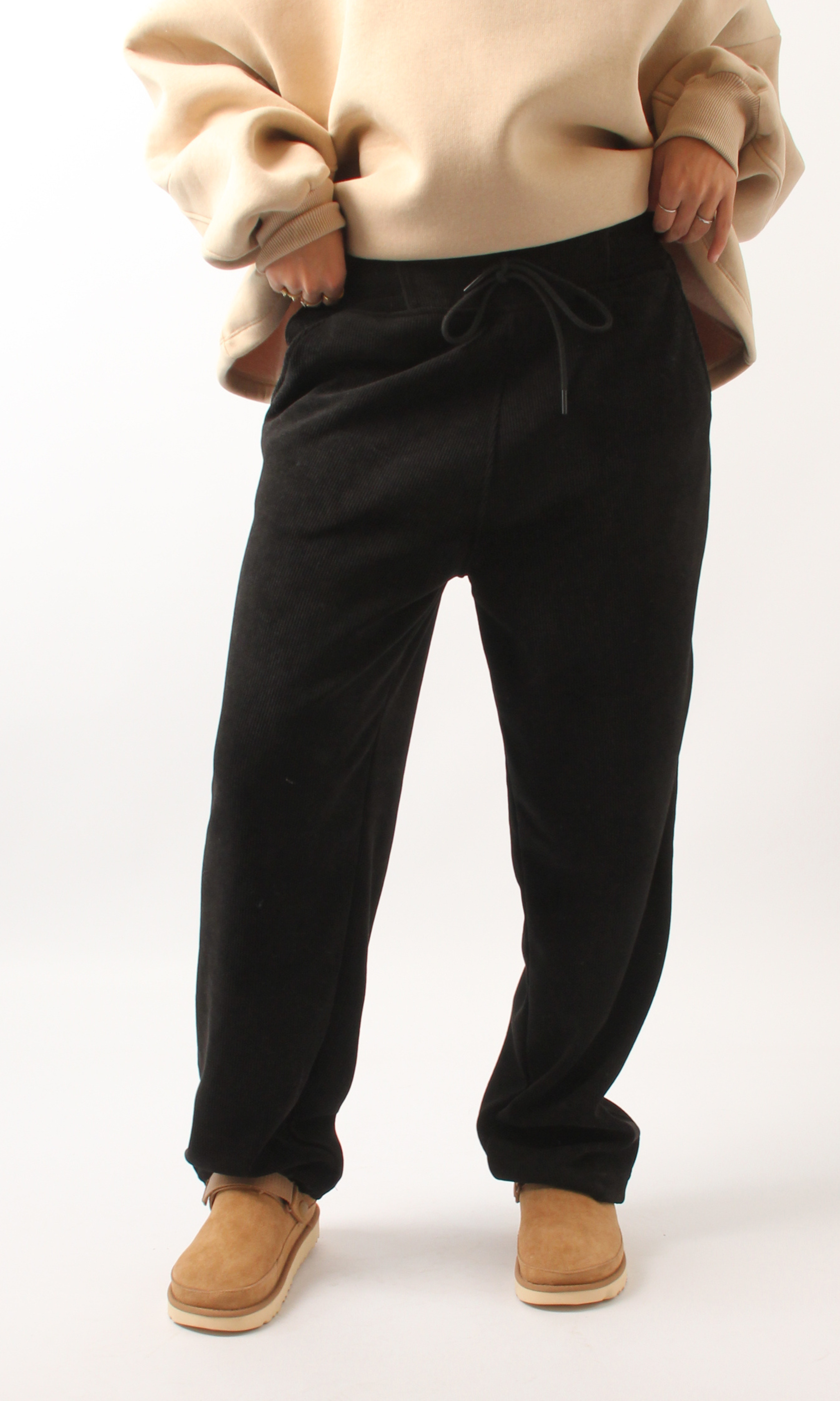 NUT Women Tied Elastic High Waist Velvet Pants