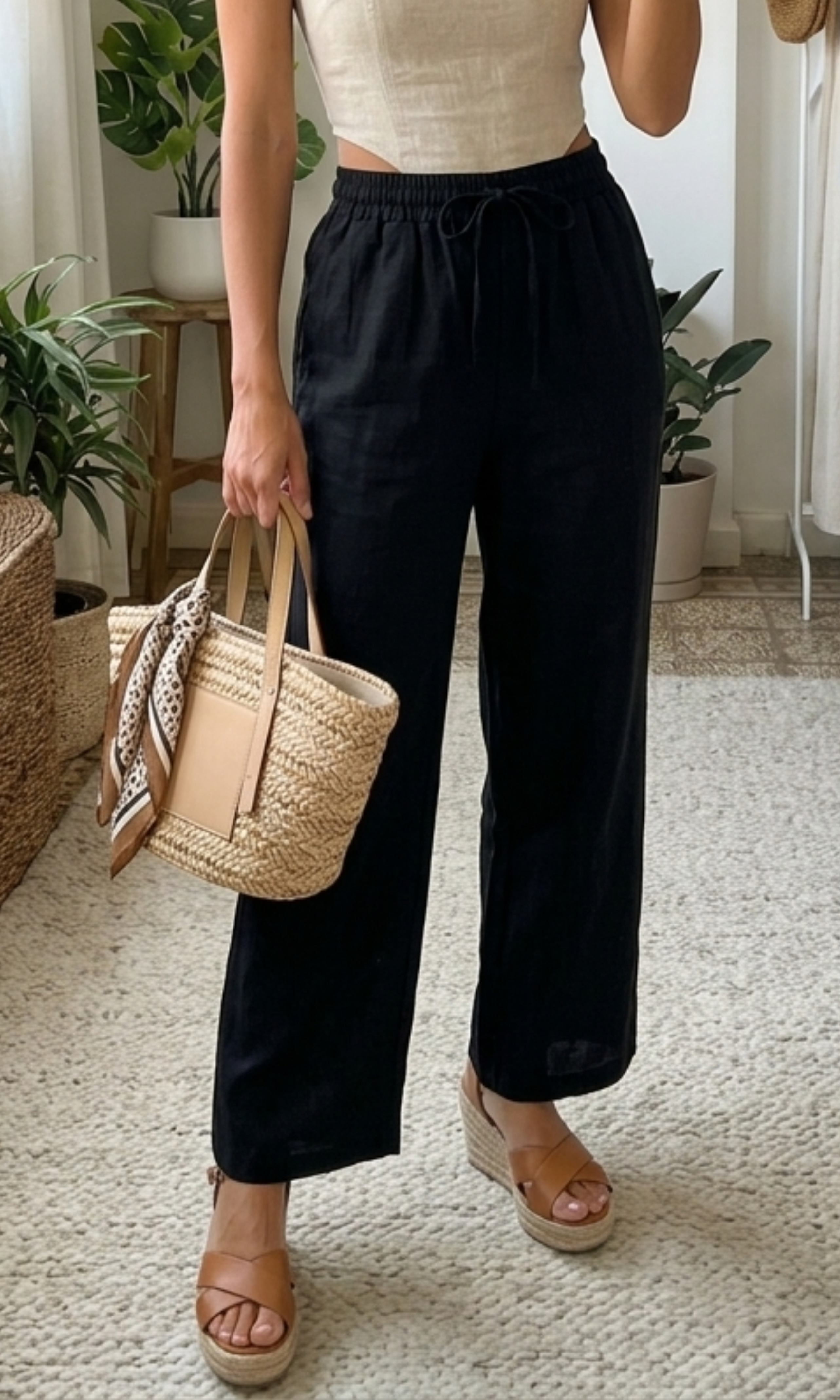 Women Breeze Tie-Waist Linen Trousers