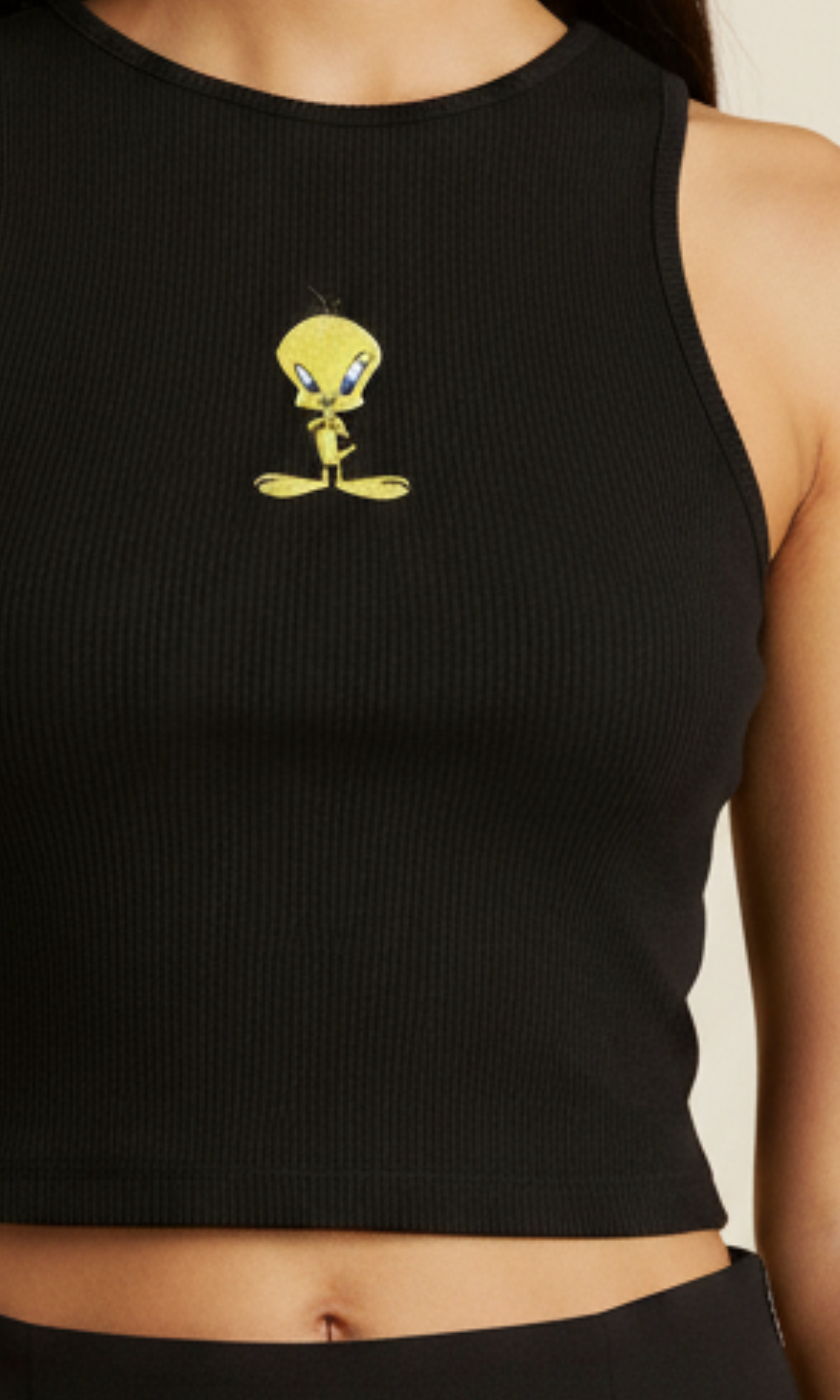 Women Jersey Crop Top - Tweety