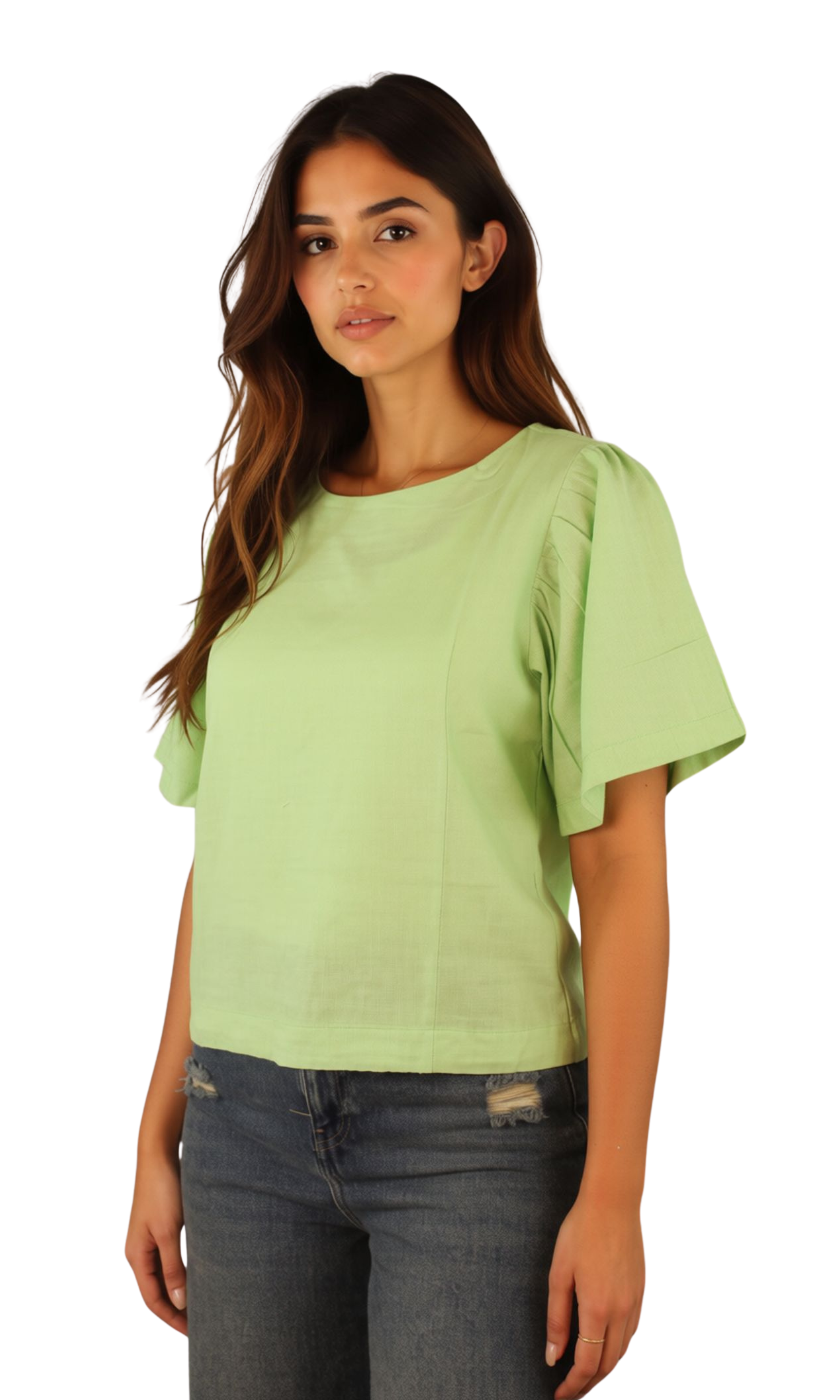 Women Blouse Tucked Puff Sleeves