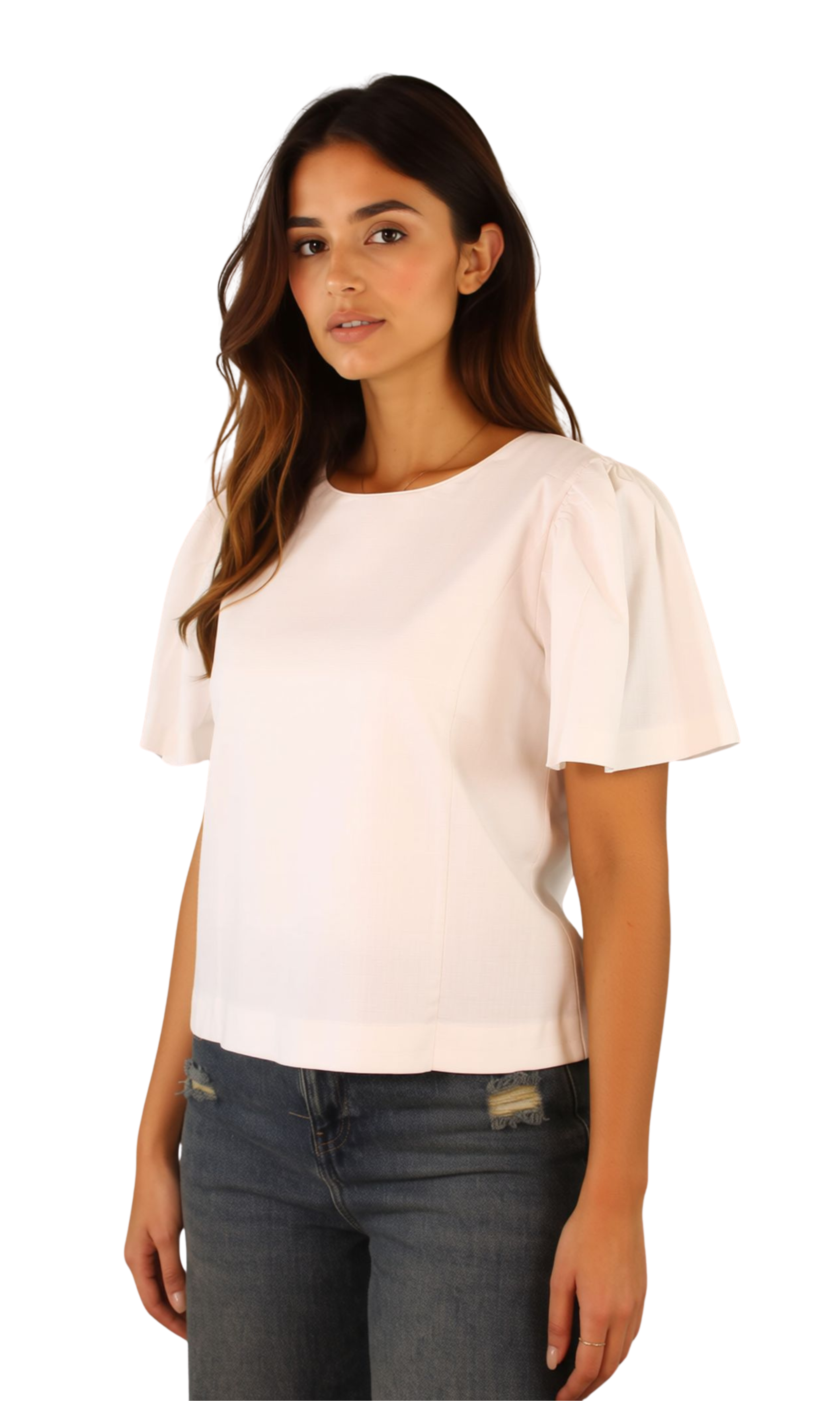 Women Blouse Tucked Puff Sleeves