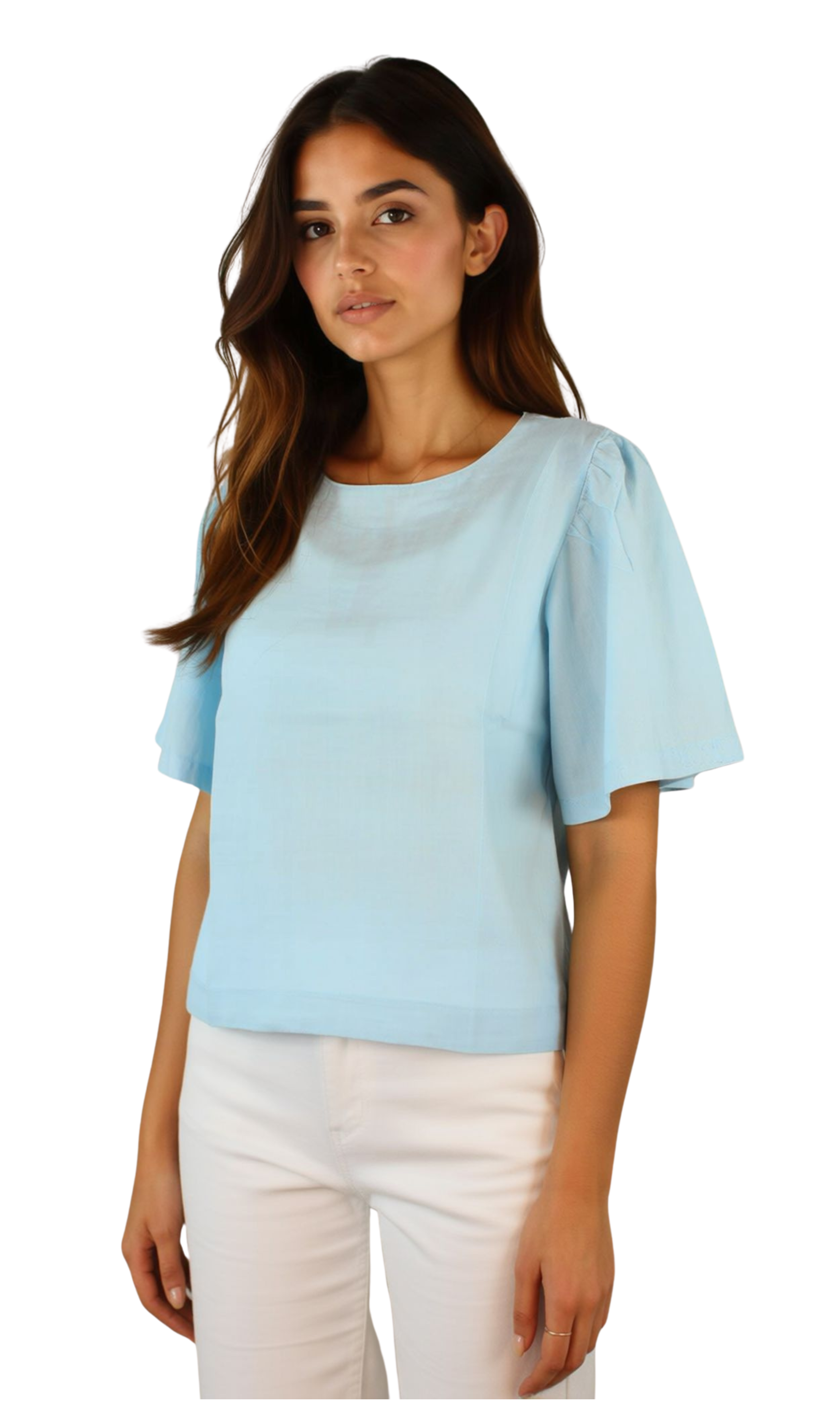 Women Blouse Tucked Puff Sleeves