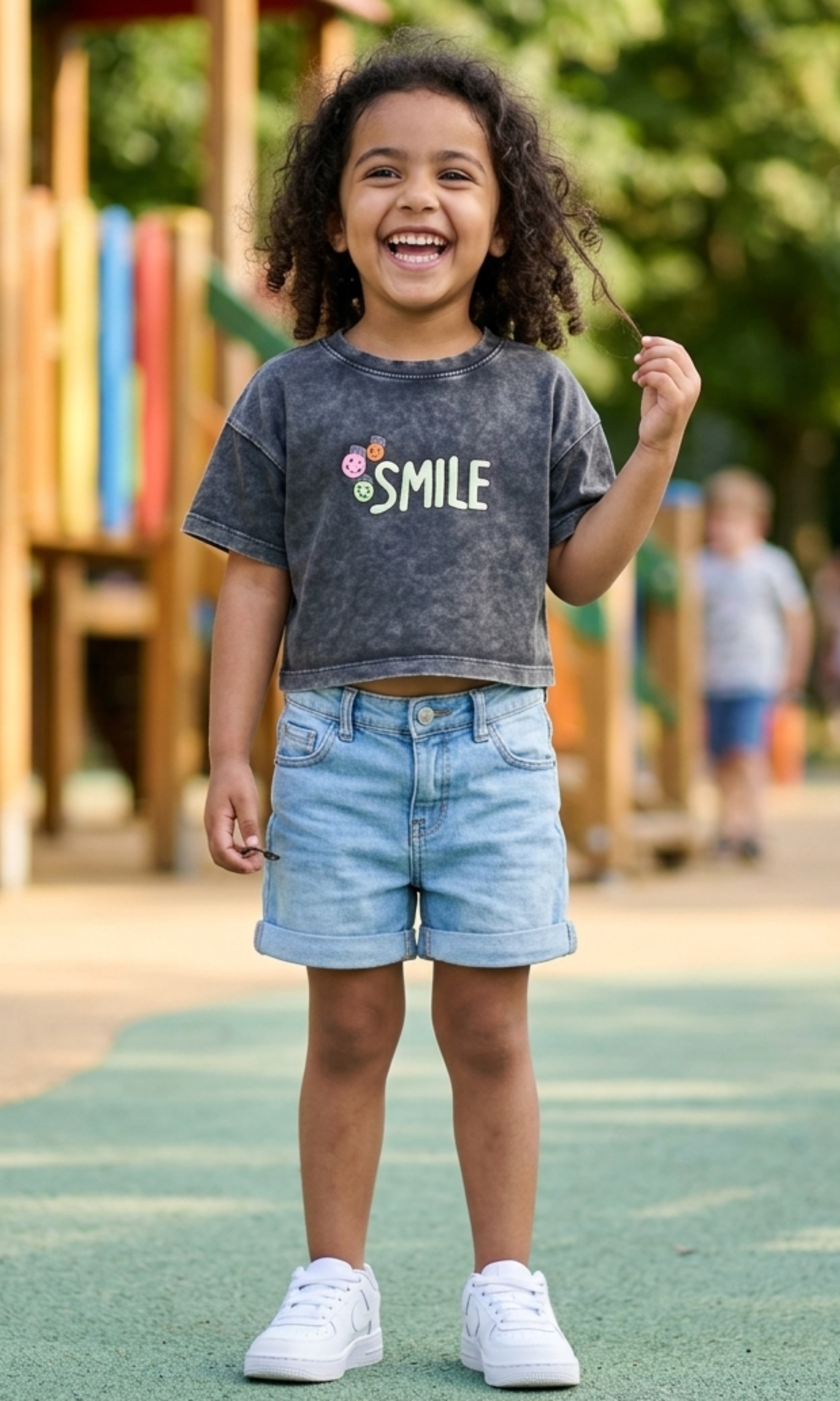 Kids Crew Neck T-Shirt Smile (Pink)
