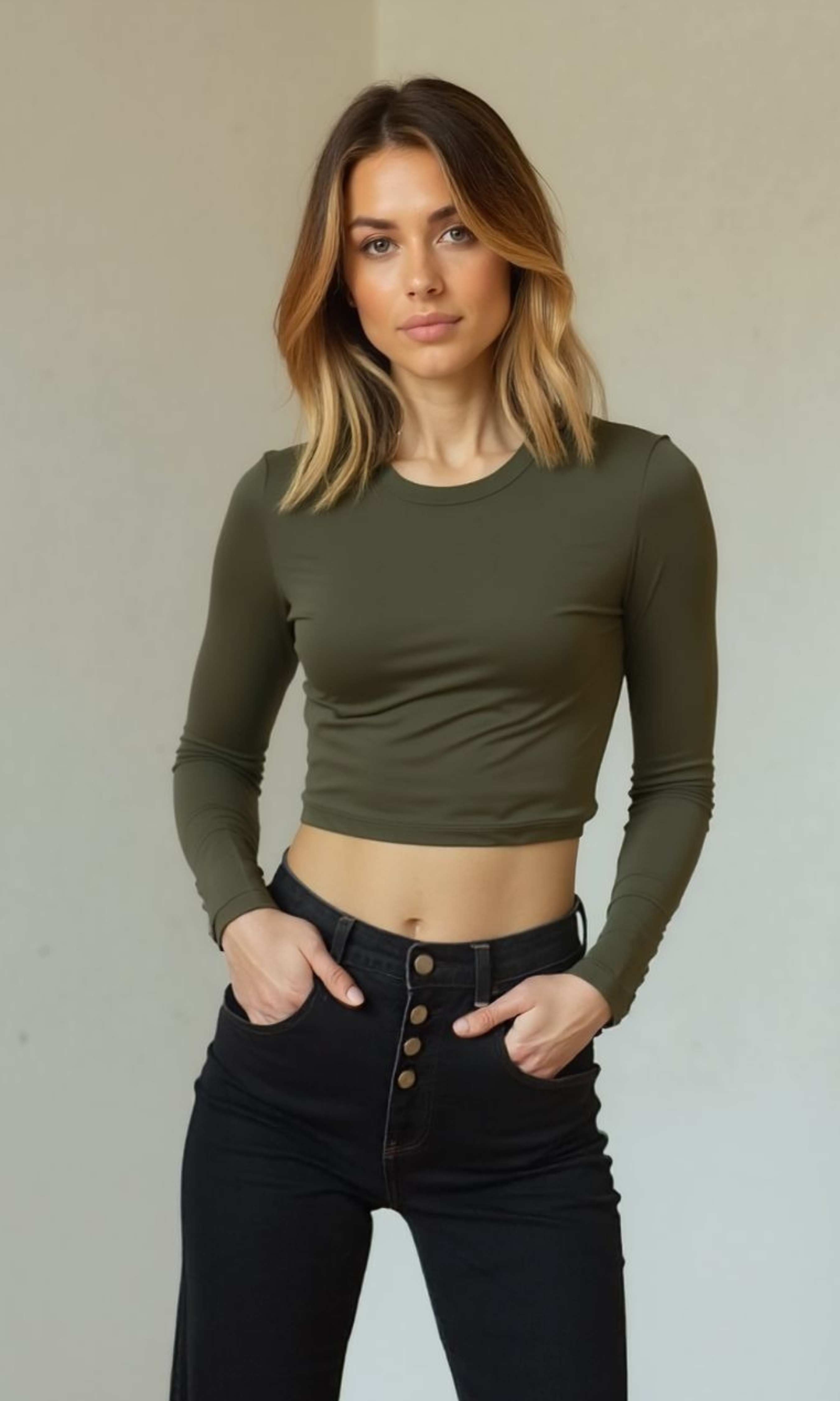[ORIGINAL]Women Cropped Top Long Sleeve
