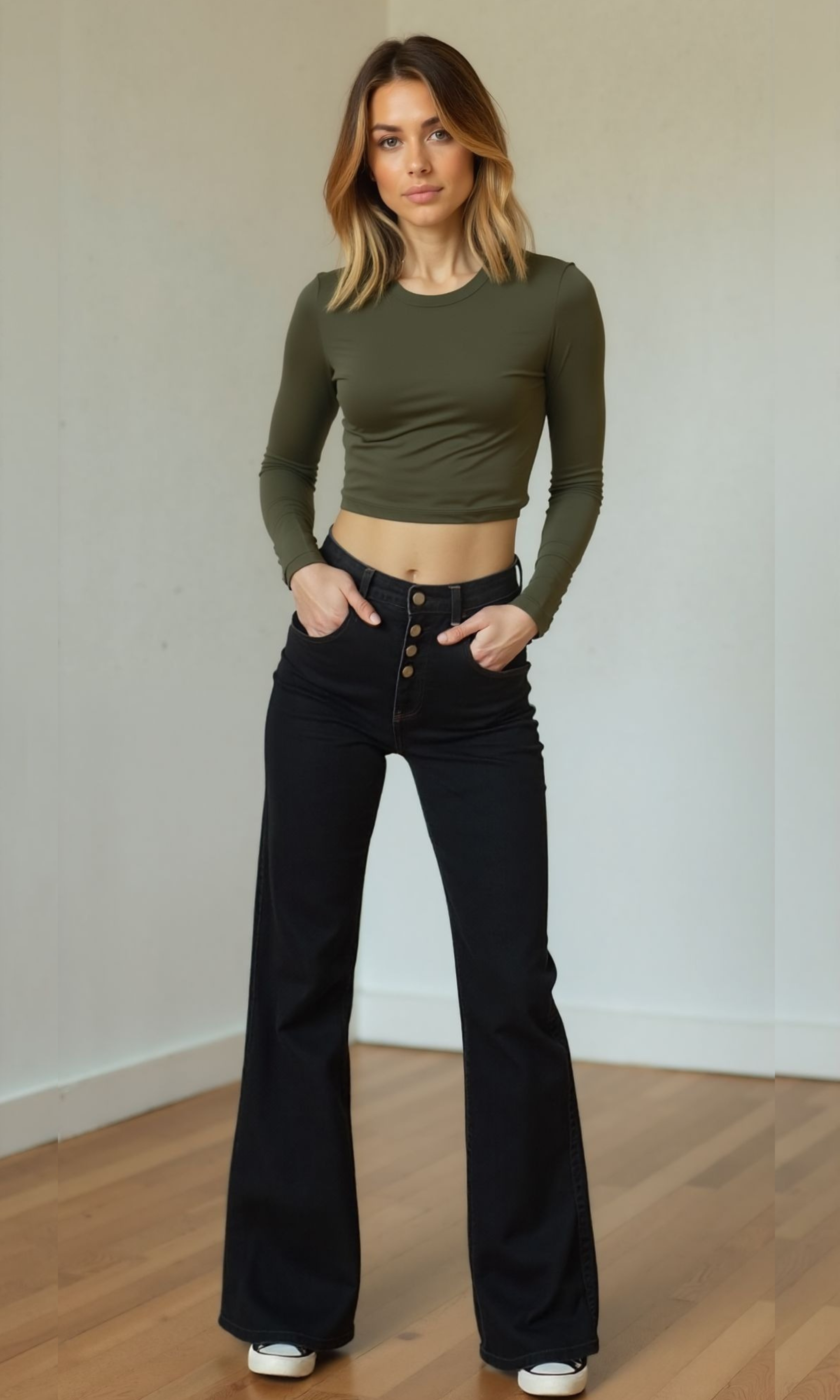 [ORIGINAL]Women Cropped Top Long Sleeve