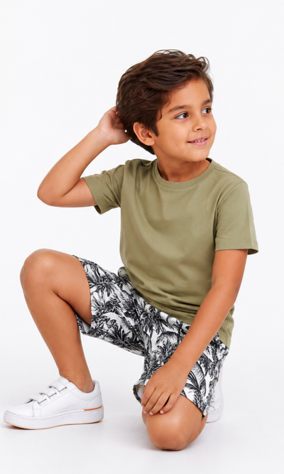Kids Relaxed Fit T-Shirt (Oil Green)