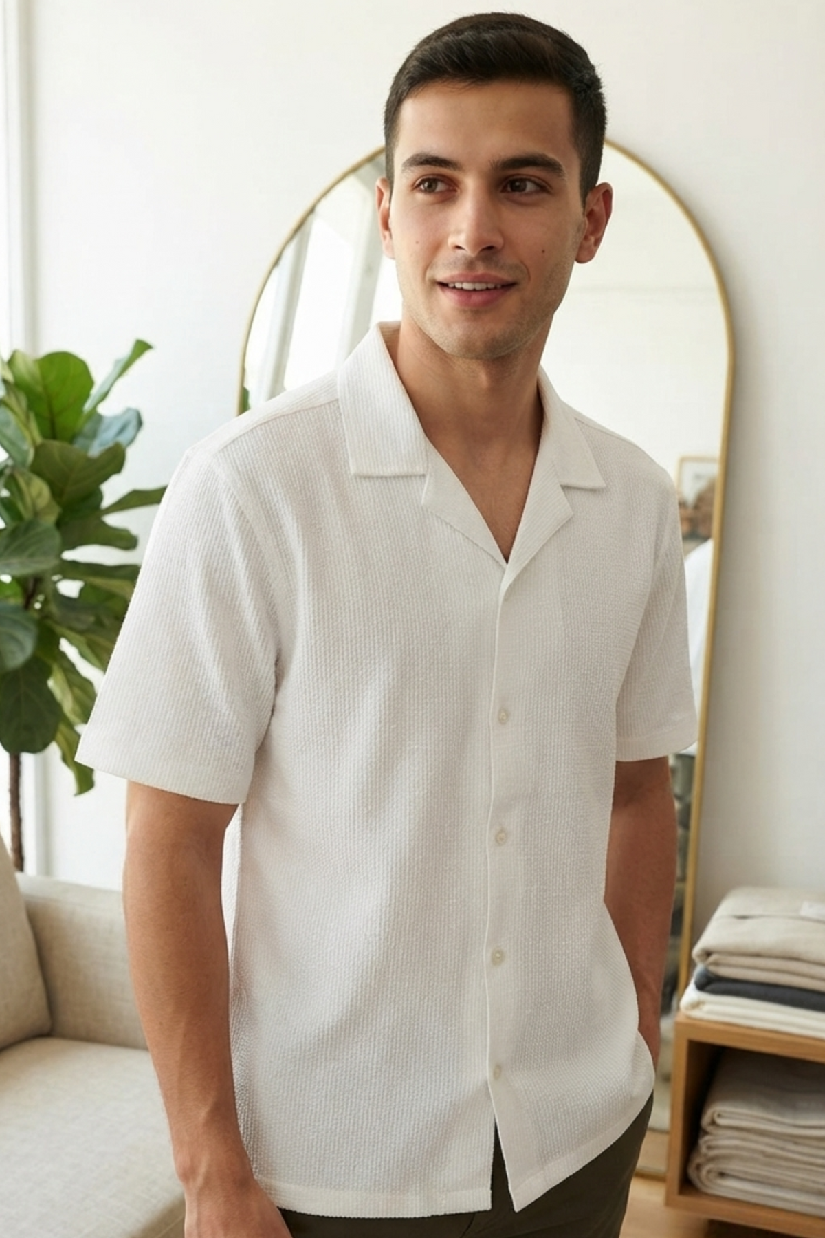 NEW- Shirt Summer Weave -White