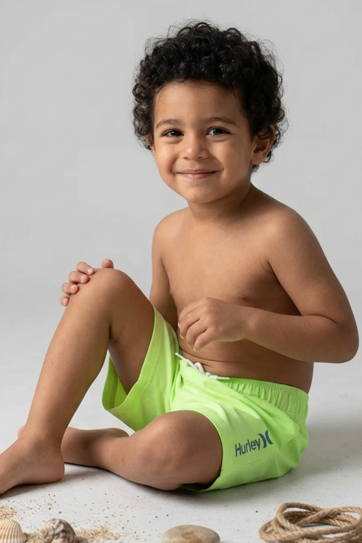 Kids Neon Swim Shorts Drawstring Waist