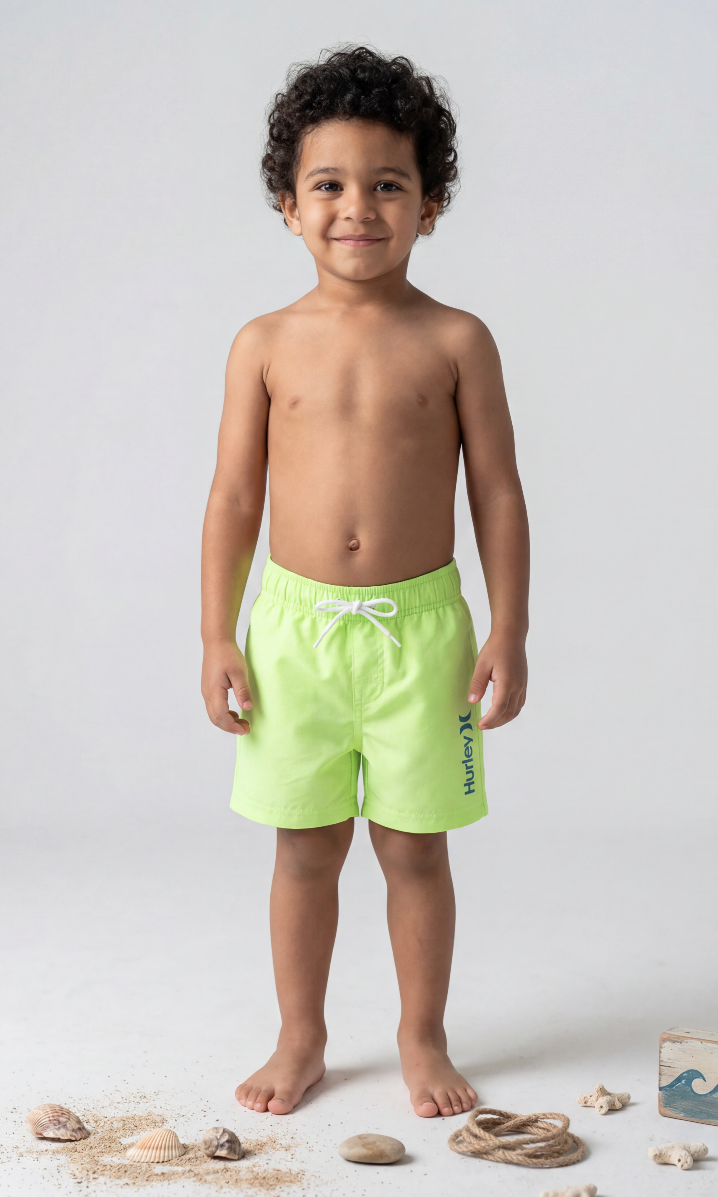 Kids Neon Swim Shorts Drawstring Waist