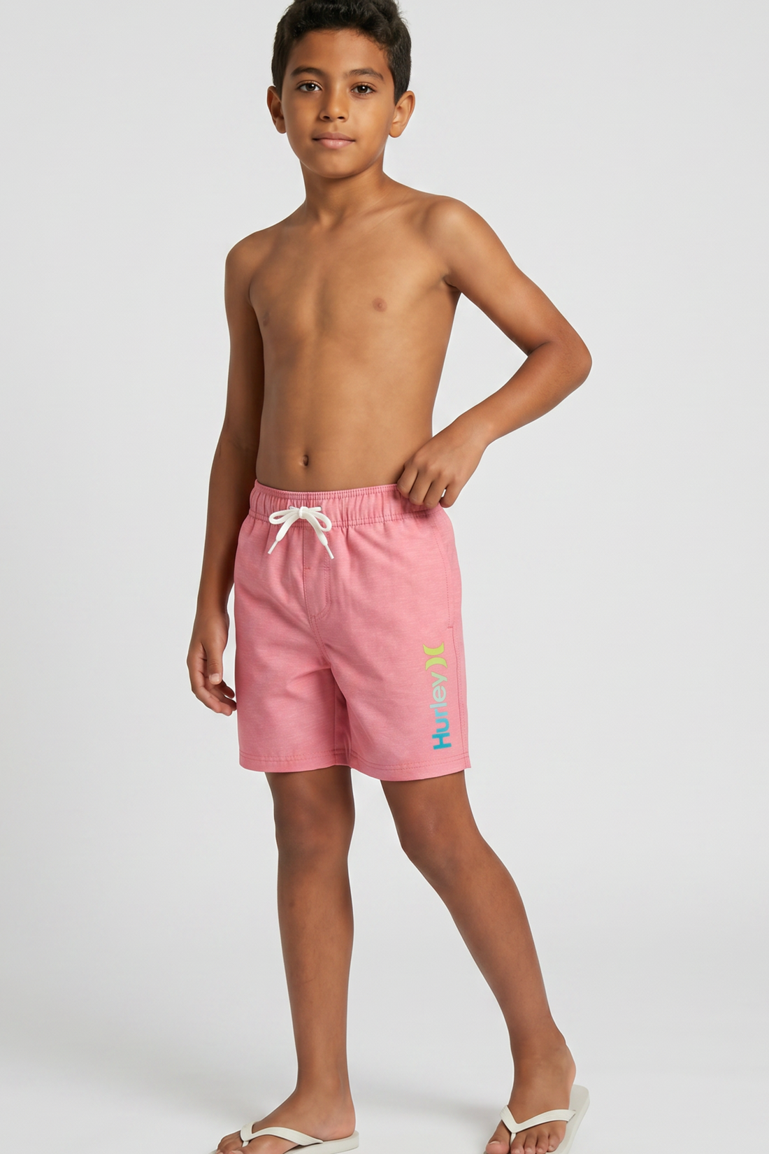 Kids Neon Swim Shorts Drawstring Waist