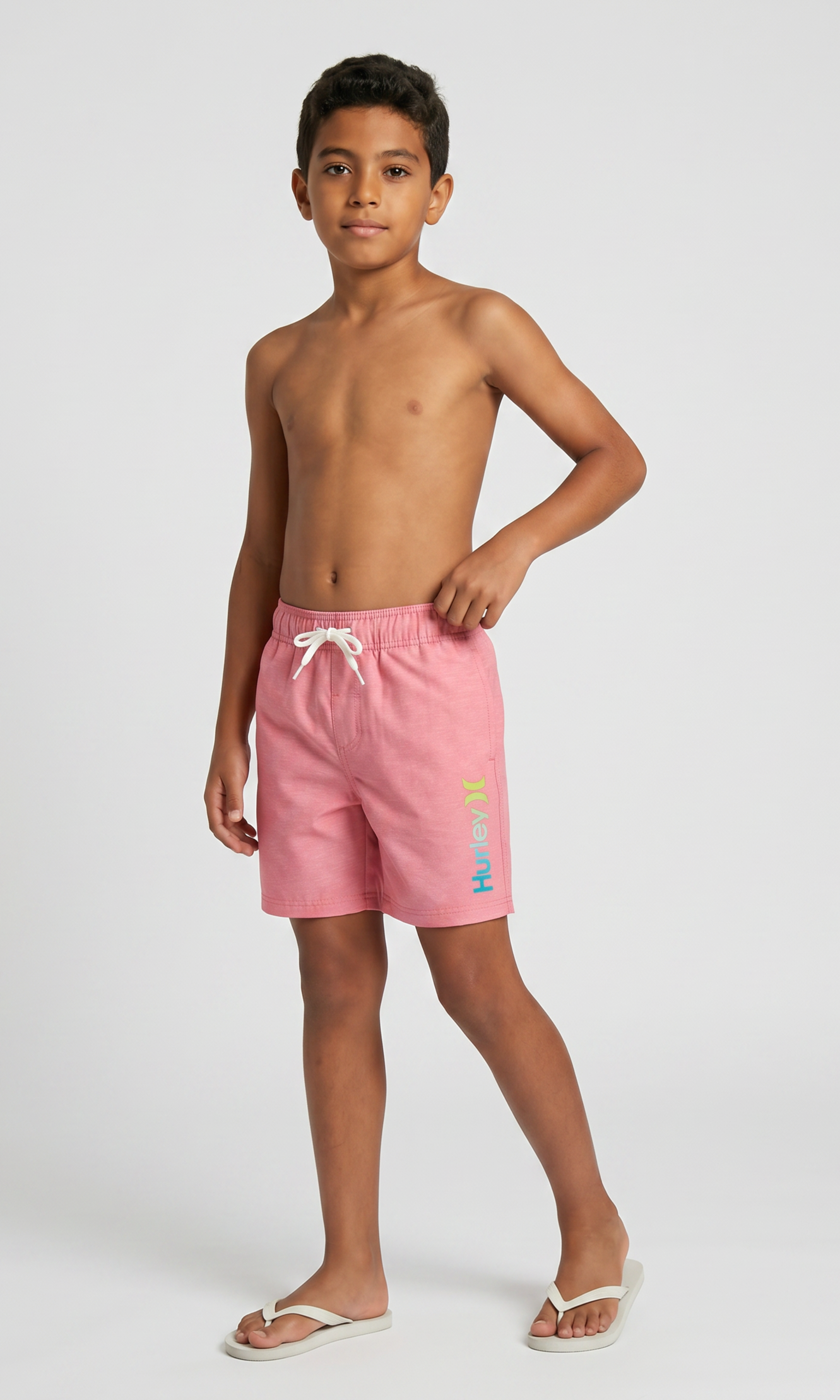 Kids Neon Swim Shorts Drawstring Waist
