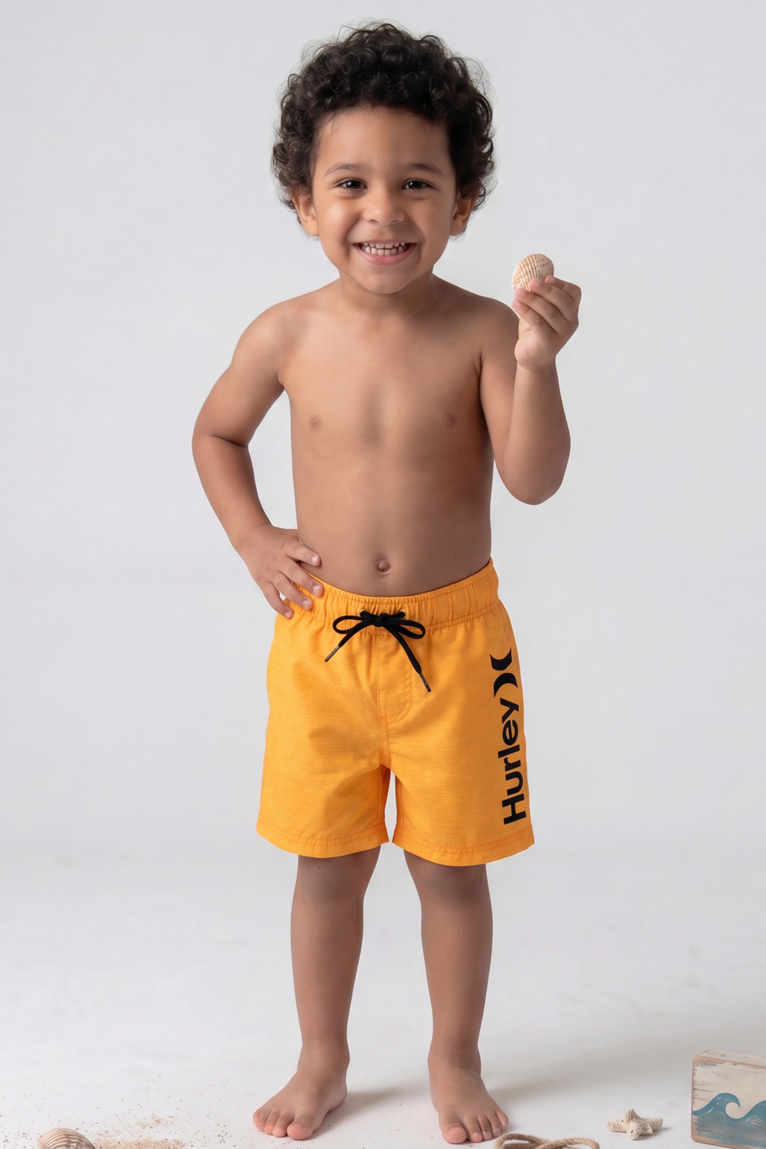 Kids Neon Swim Shorts Drawstring Waist