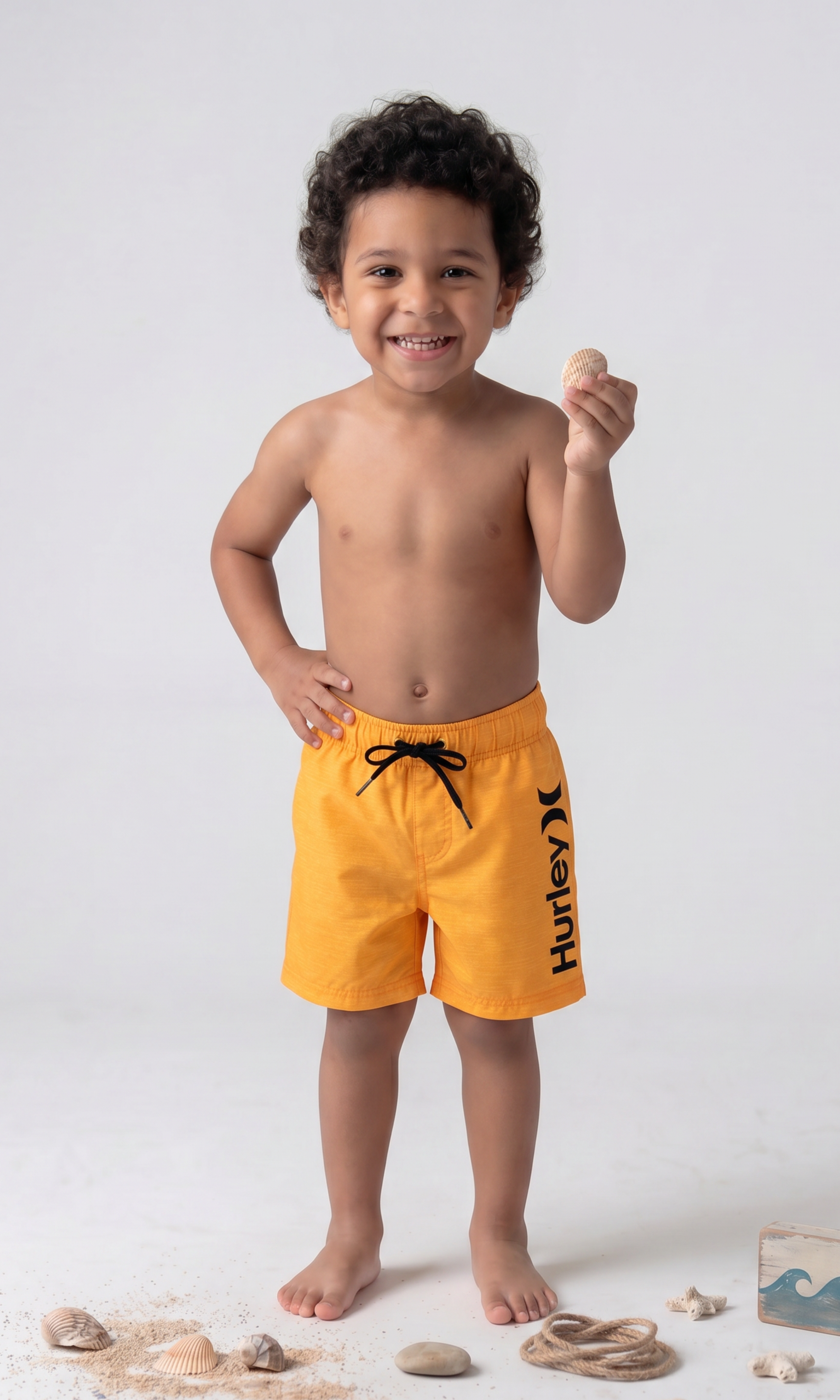 Kids Neon Swim Shorts Drawstring Waist