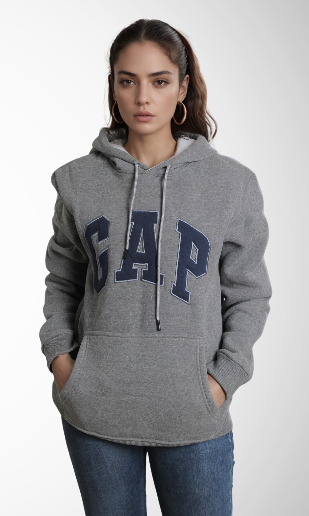 Women Vintage Pullover Hoodie (Dark Grey)