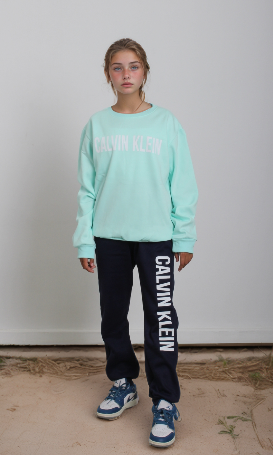 Girls Two Pieces Sweat Suit (Mint)