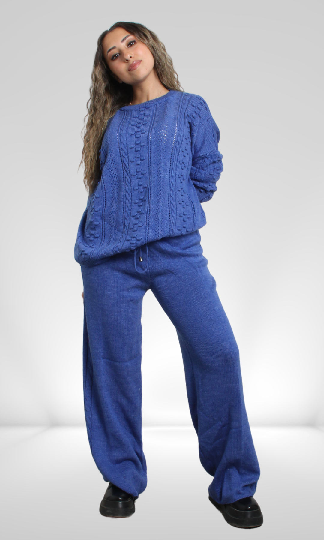 Women Knit Braided Suit (Indigo)