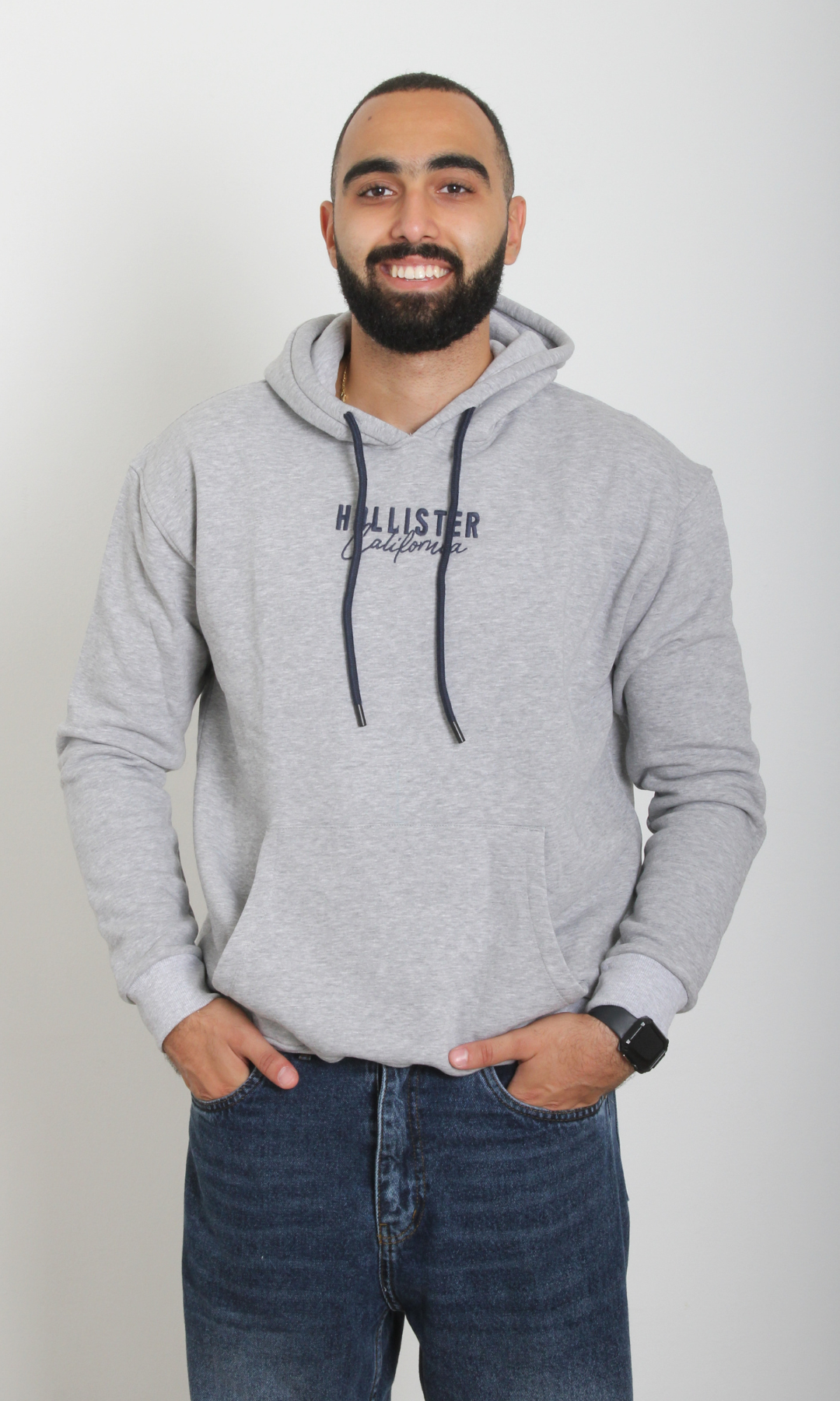 Muscle fit grey hoodie online