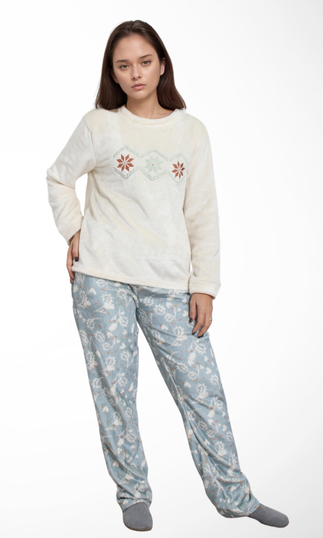 Women Two-Pieces Velvet Pajama (Snowflake)