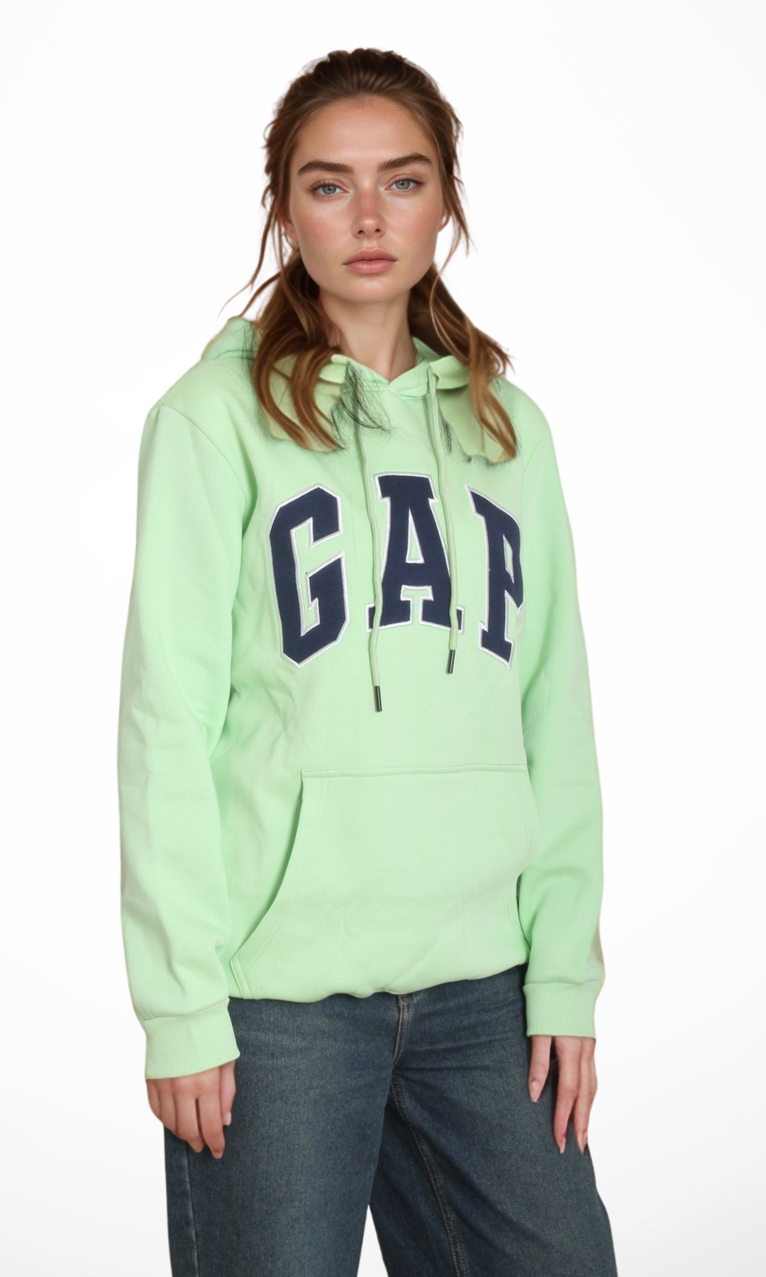 Women Vintage Pullover Hoodie (Apple Green)