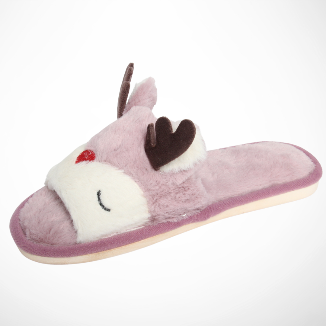 Women Open Slipper Reindeer (Purple )
