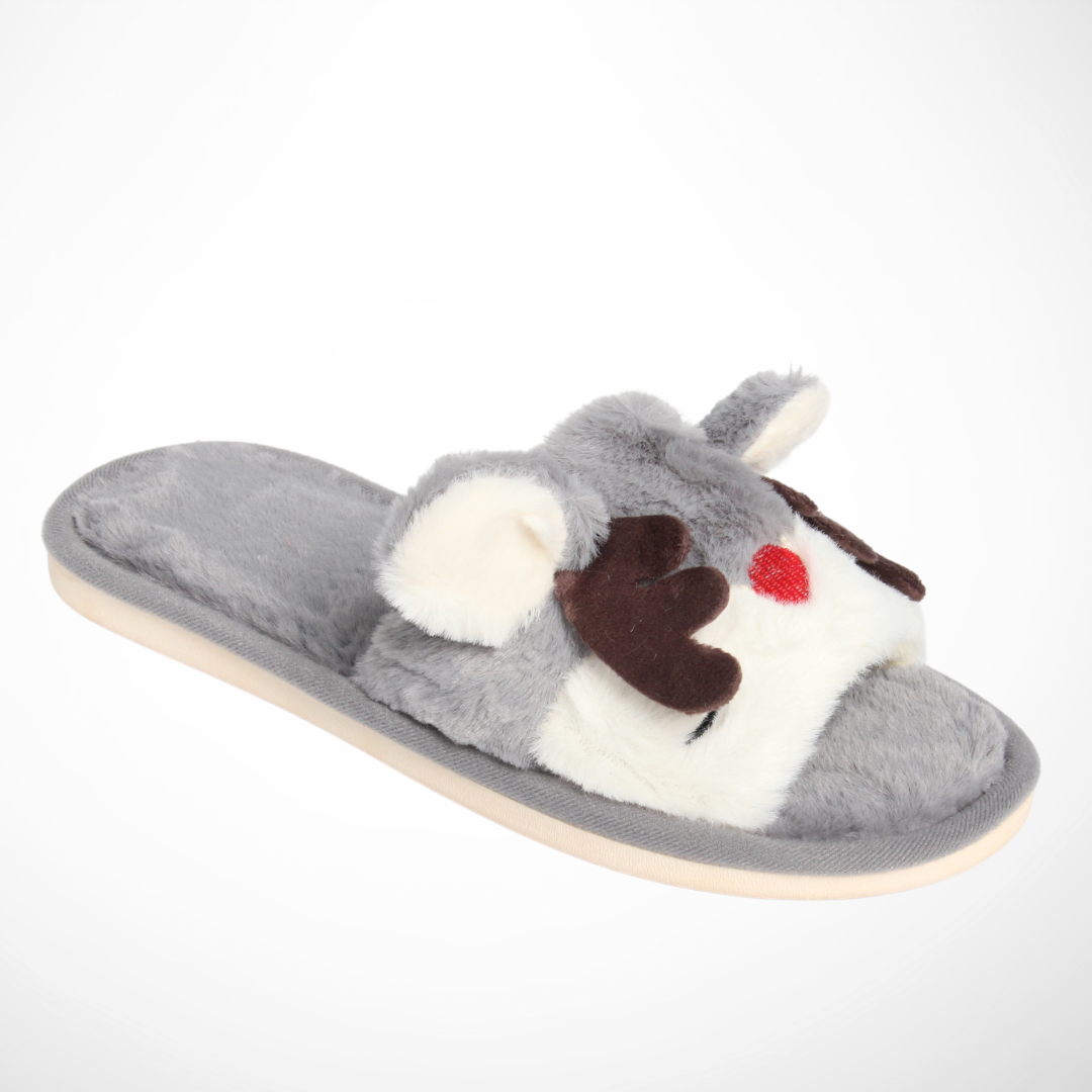 Women Open Slipper Reindeer (Grey)