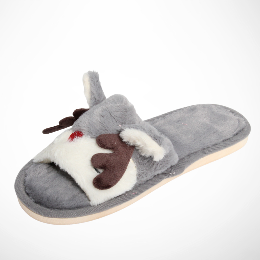Women Open Slipper Reindeer (Grey)