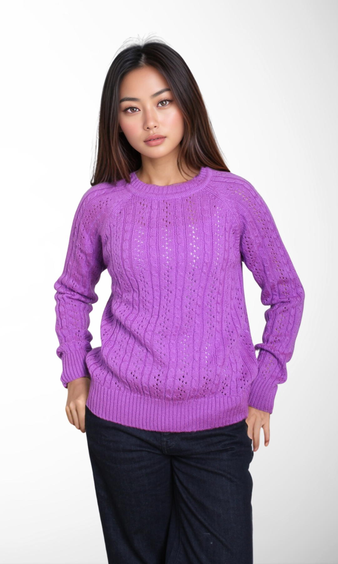 Women Round Neck Sweater (Purple)