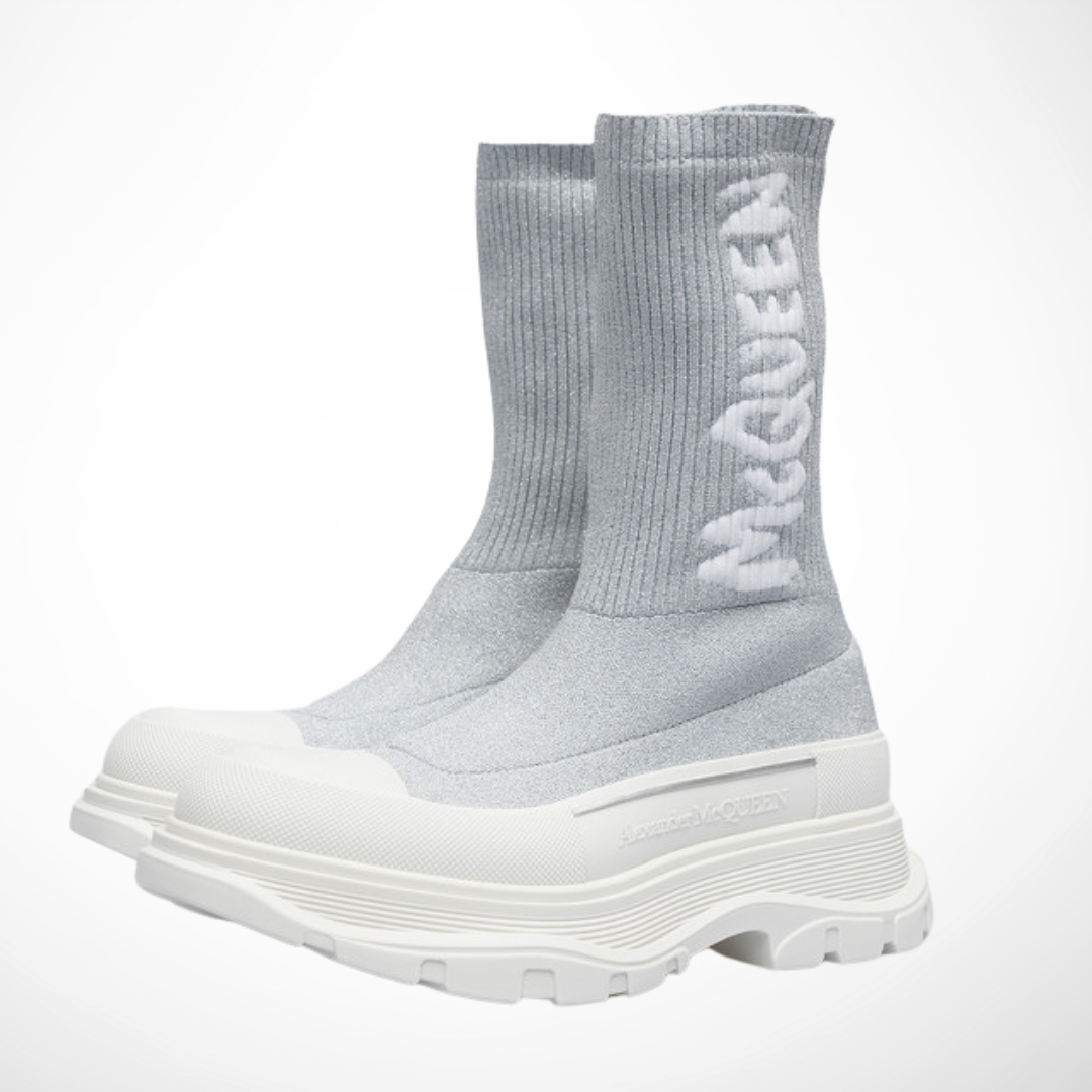 Women TREAD STICK BOOT GRAFFITI (Grey-White)