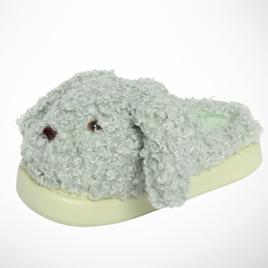 Women Furry Slipper Dog (Green)