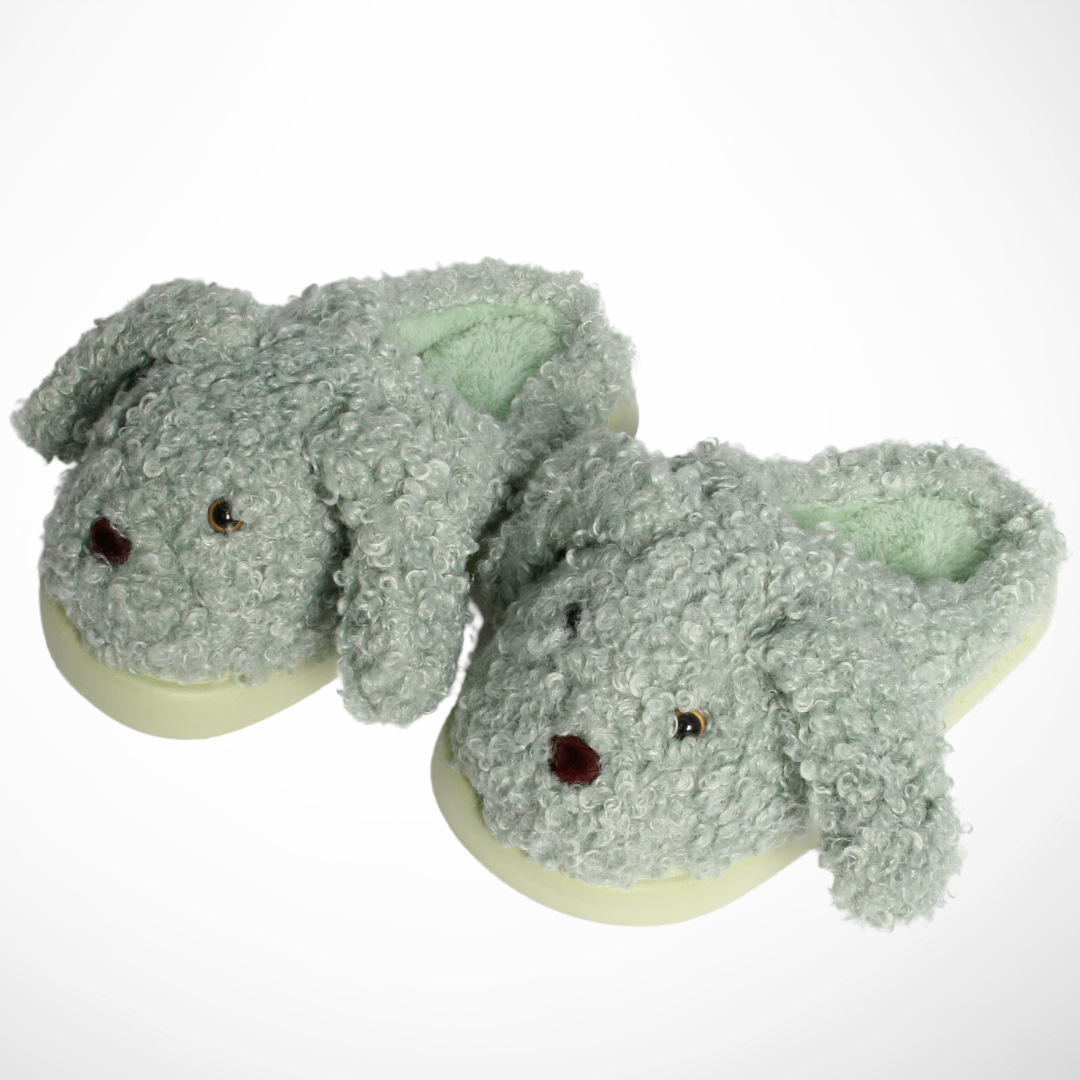 Women Furry Slipper Dog (Green)