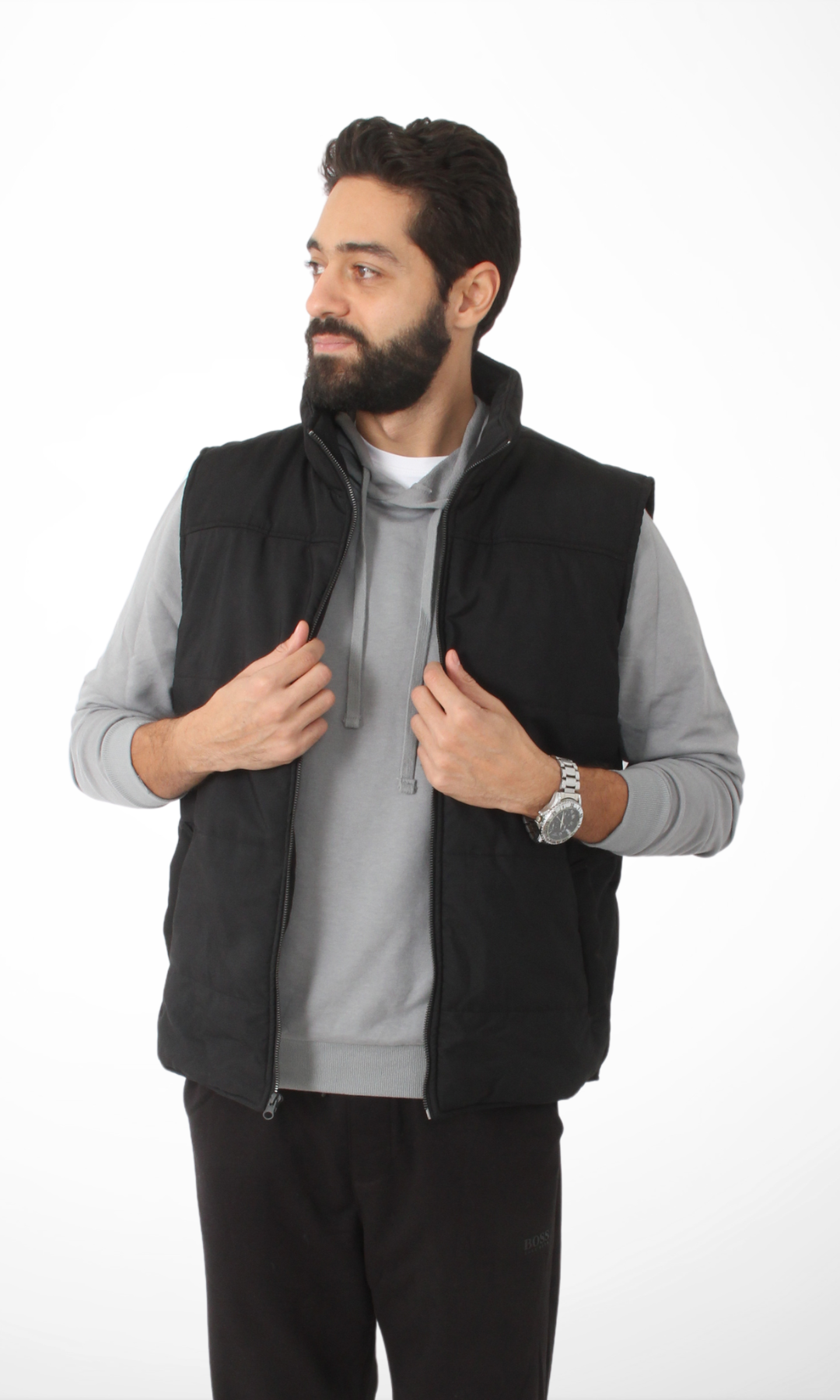 Men Hooded Vest (Black)