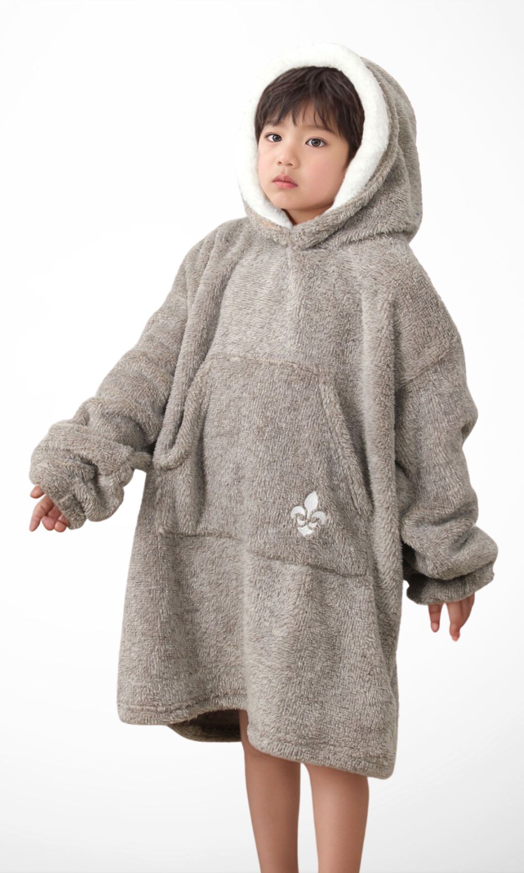 DUCHY Kids Comfy Hoodie Blanket- New (Café)